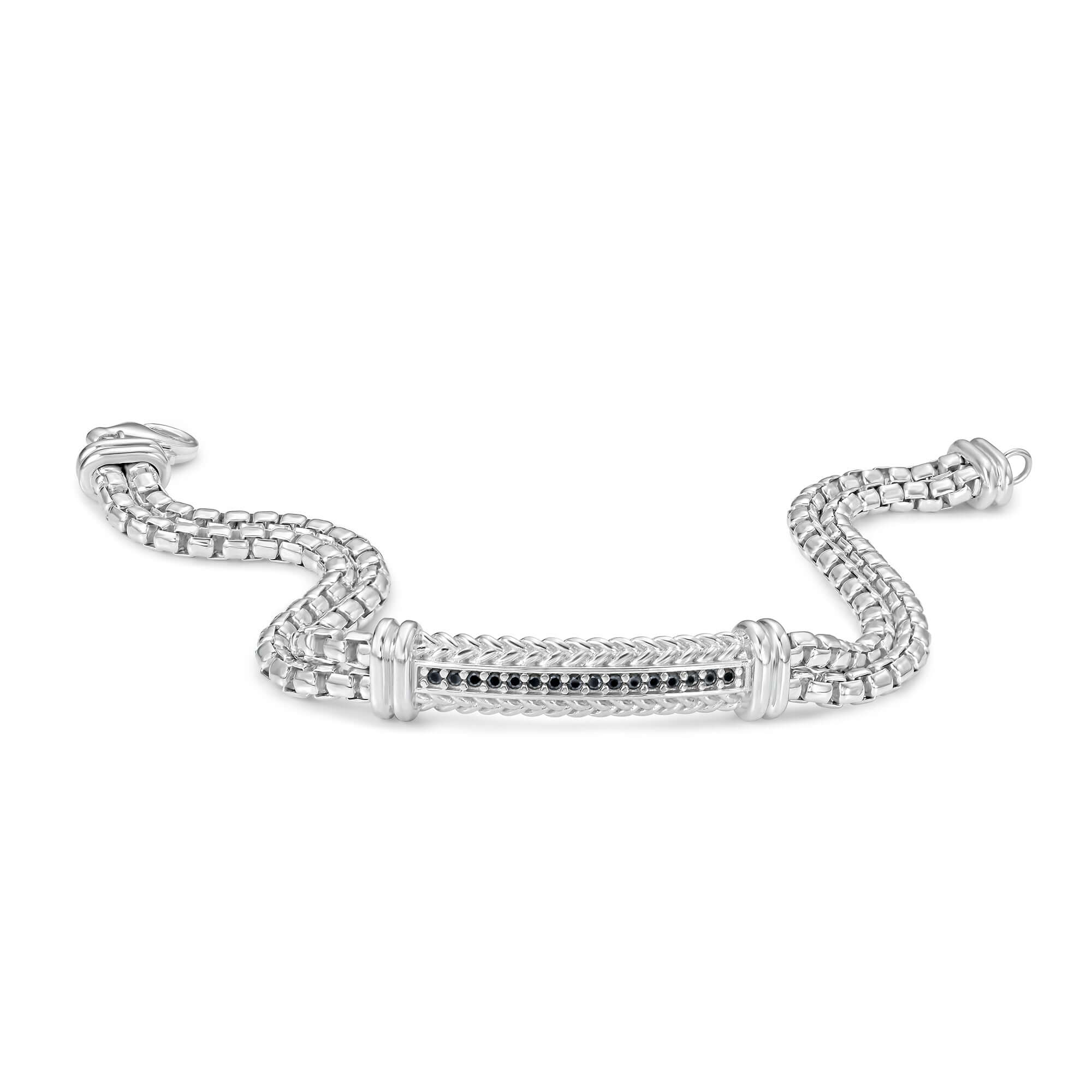 Image of Silver Men's Box Link Woven Bracelet