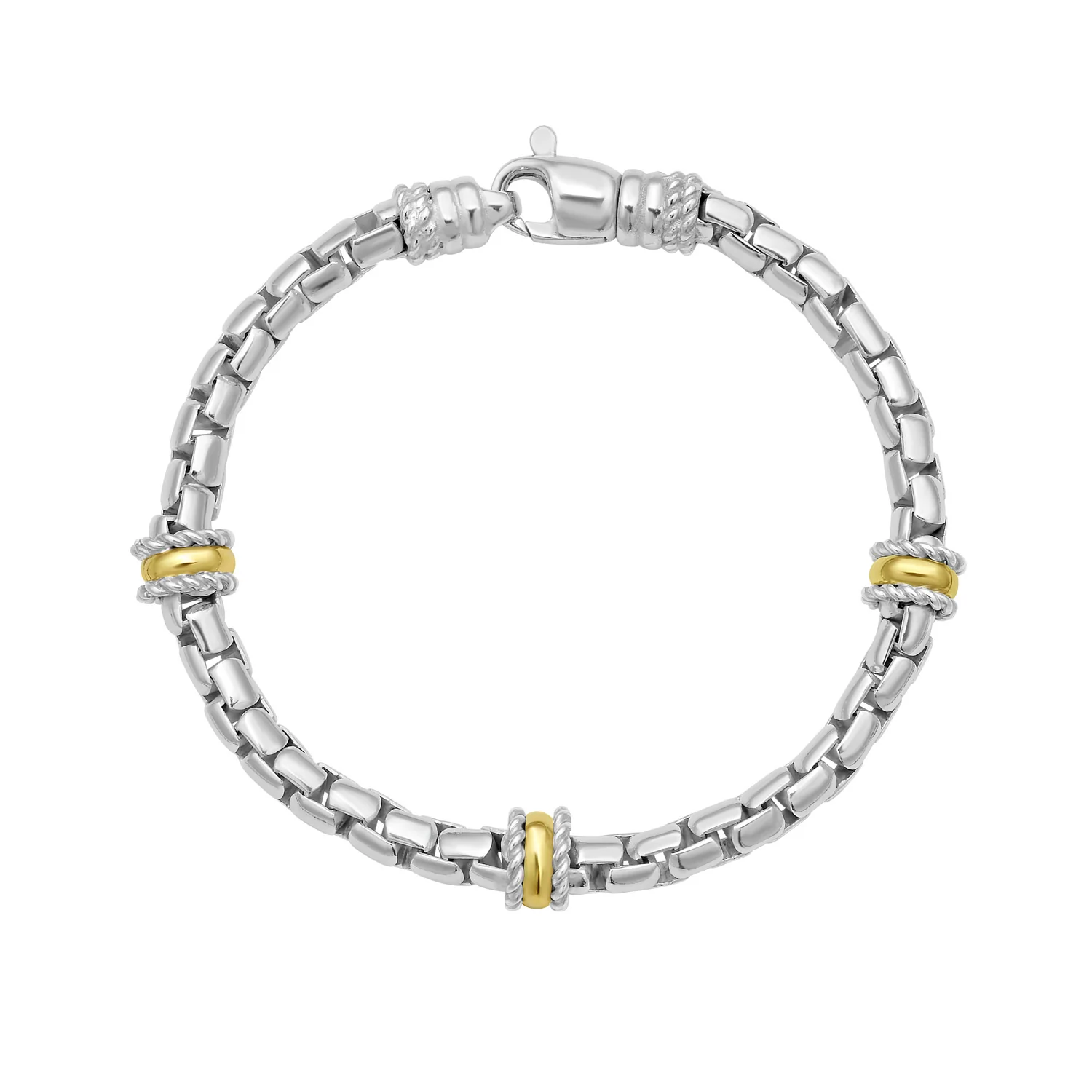 Image of Silver & 18K Men's Venetian Box Link Bracelet