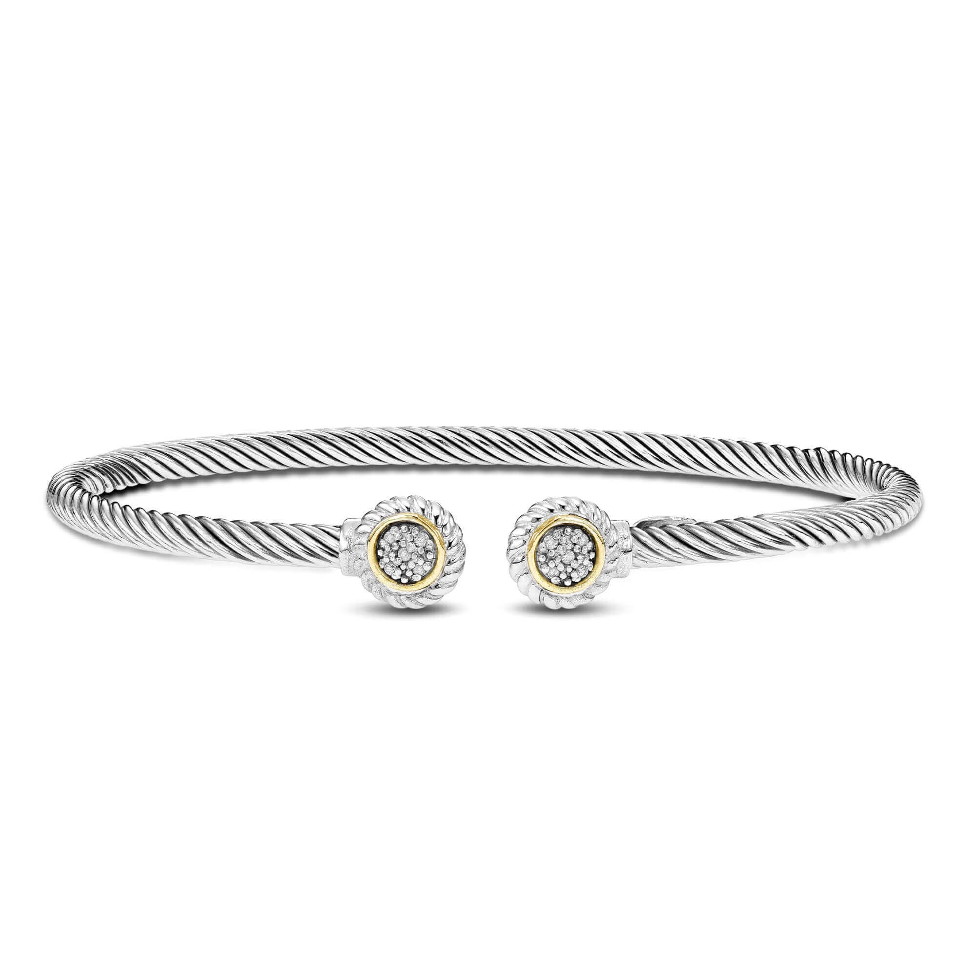 Image of Silver & 18K Round Tip Diamond Bracelet