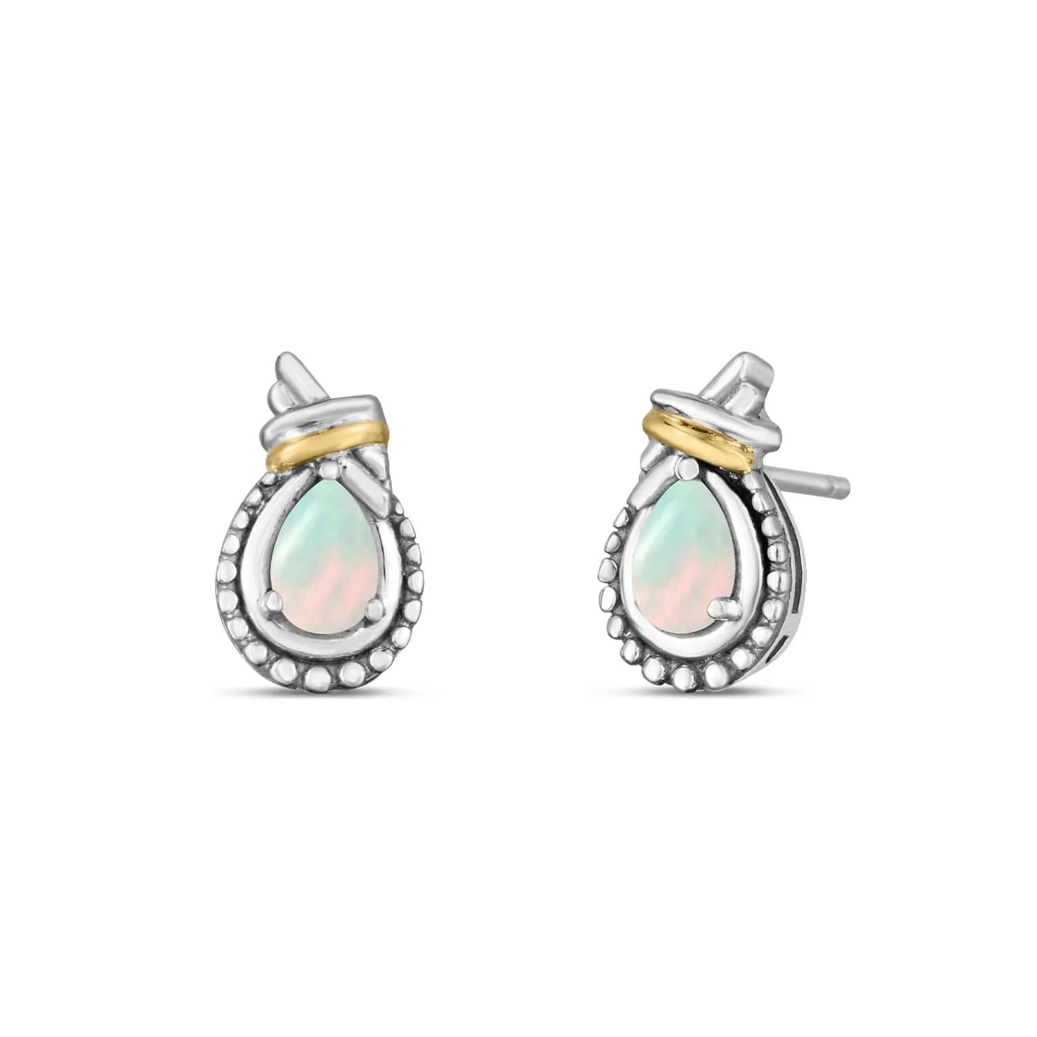 Image of Silver & 18K Gold Prosecco Love Knot Opal Earring