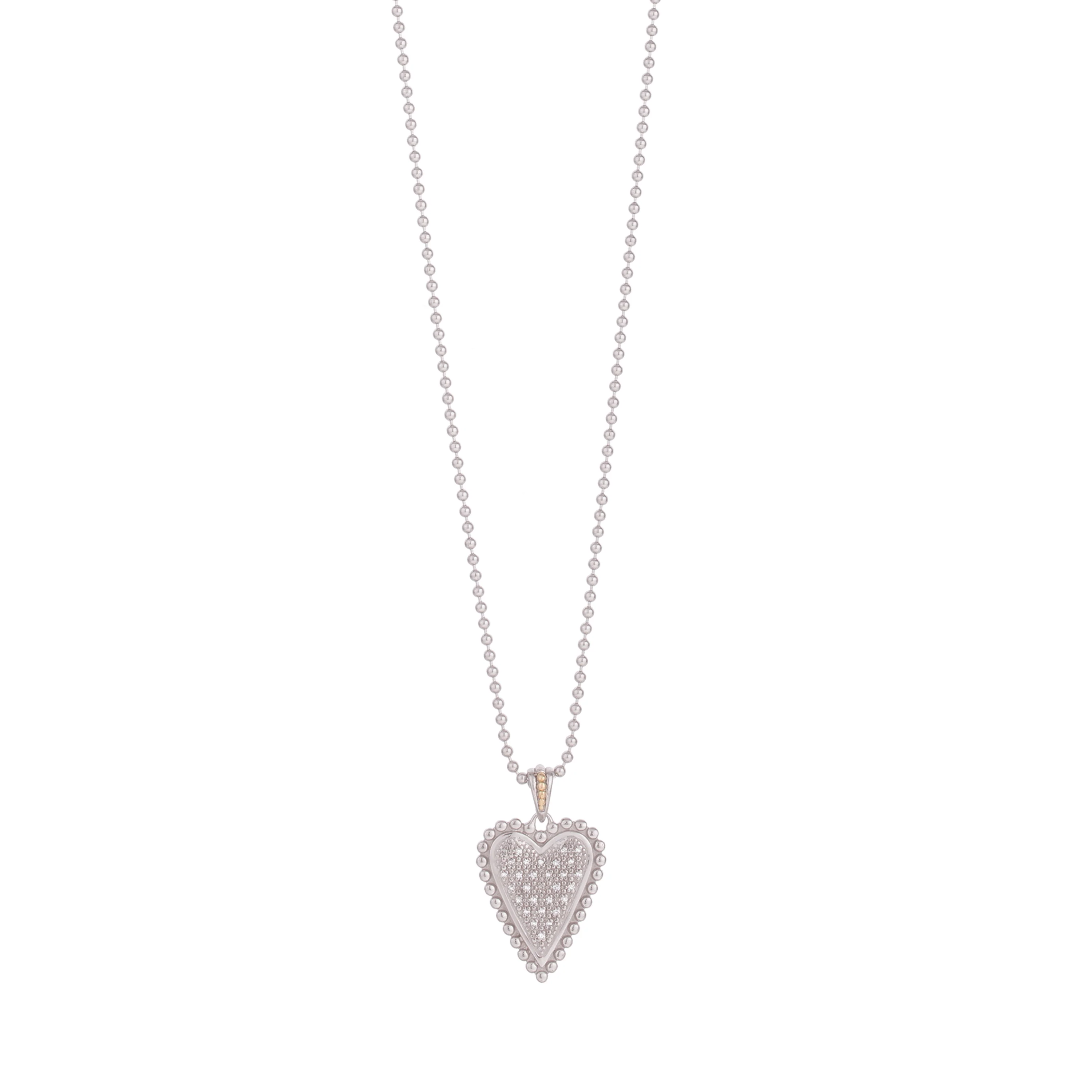 Image of Silver & 18K Prosecco Diamond Heart Pendant