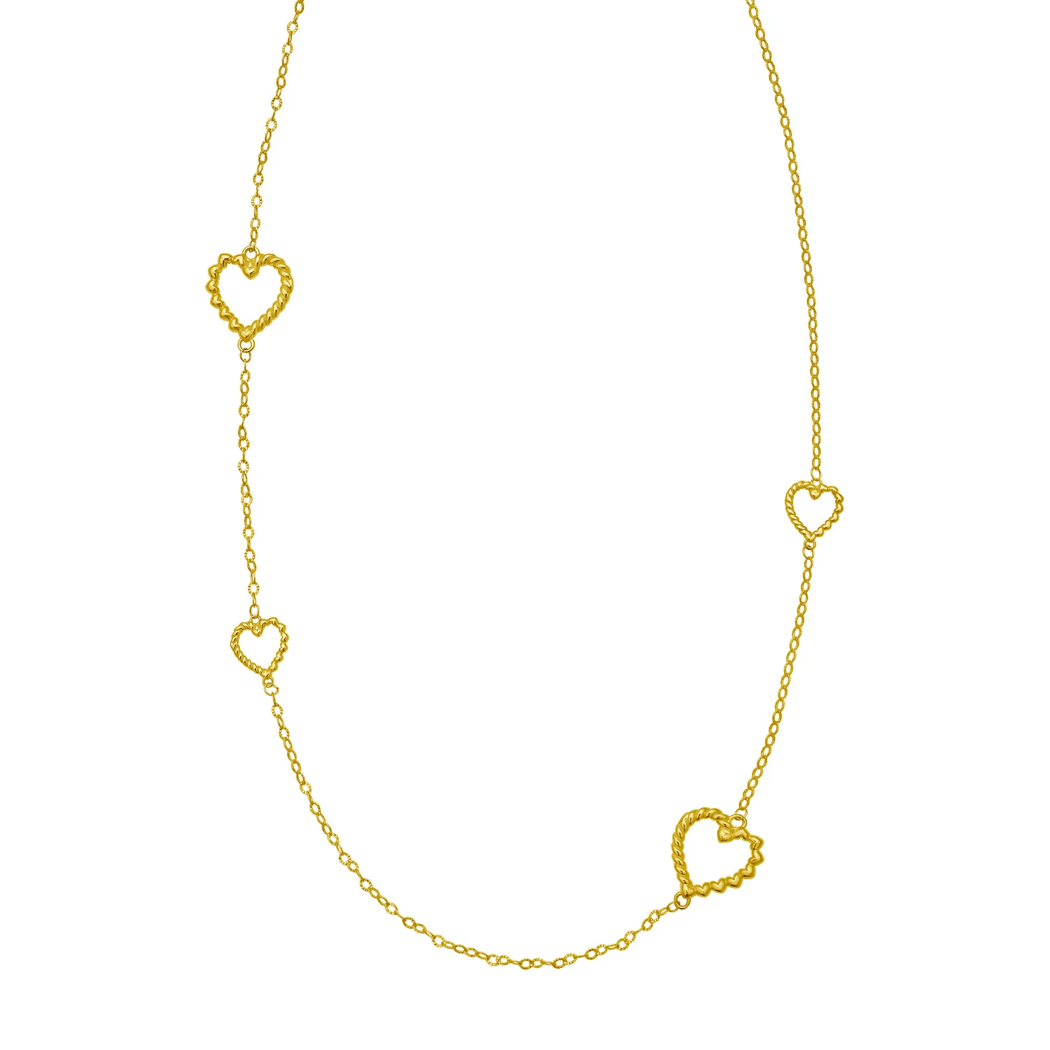 Image of 14K Italian Cable Heart Station Necklace
