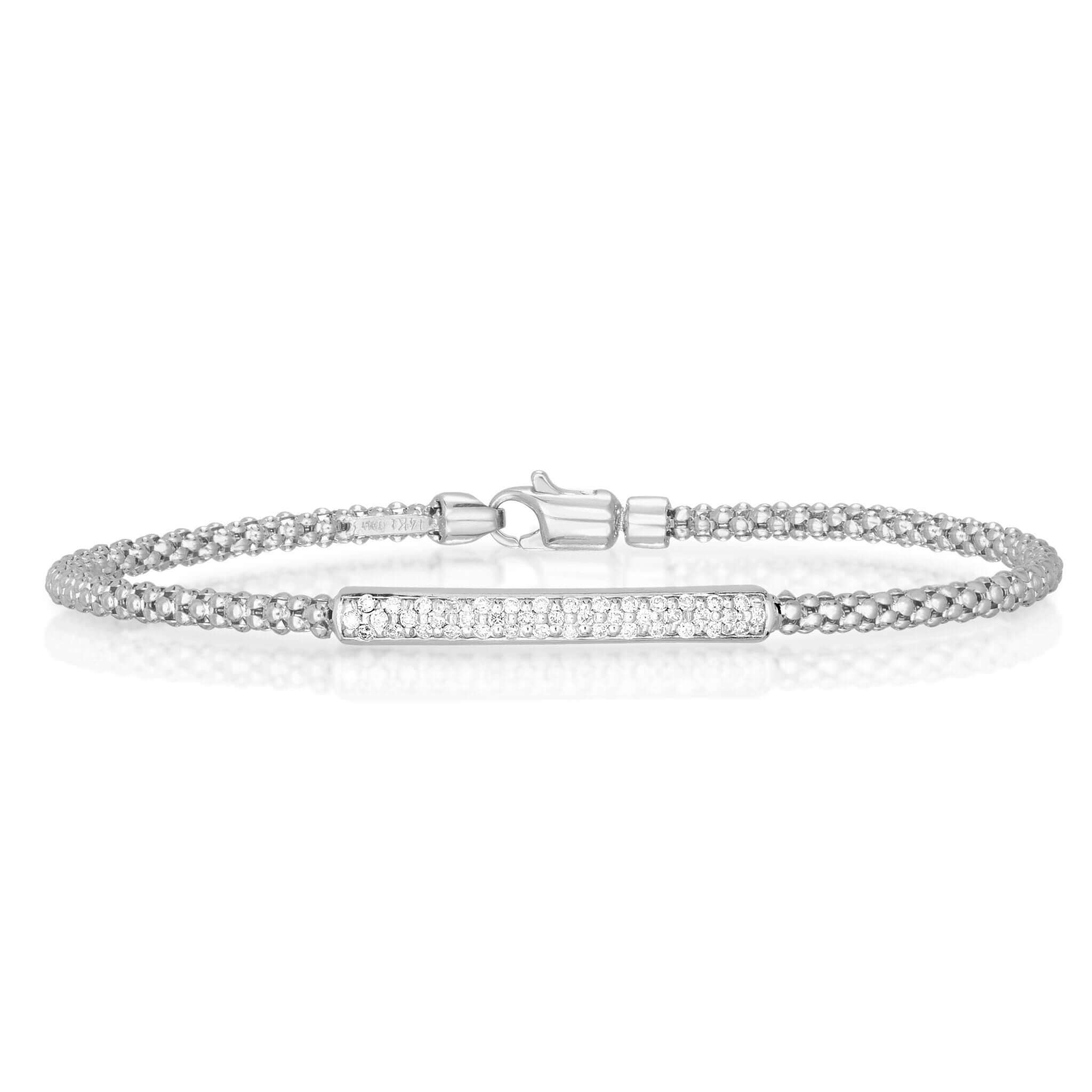 Image of 14K Gold Long Pavé Diamond Bar Prosecco Bracelet