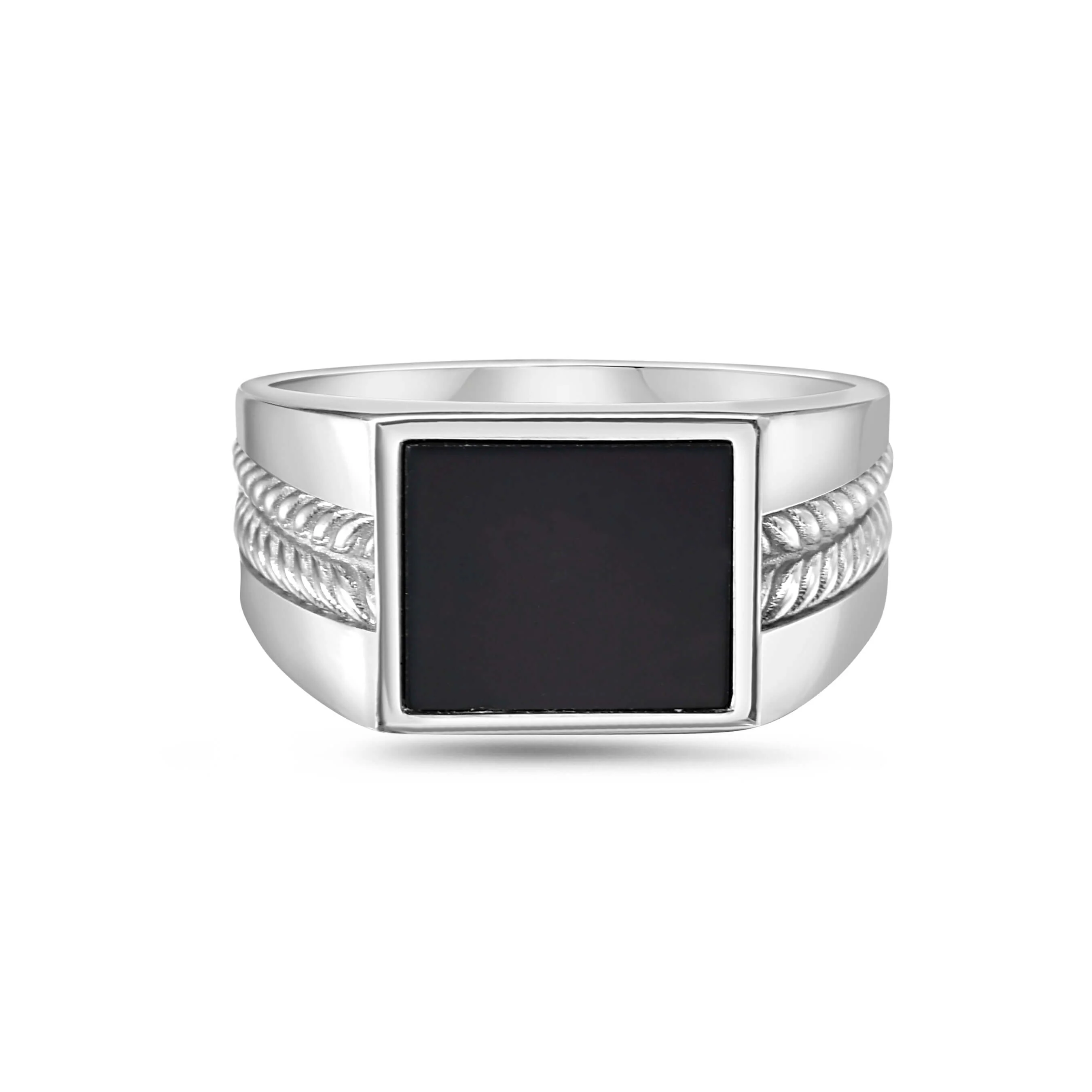 Image of Silver & Onyx Square Signet Ring