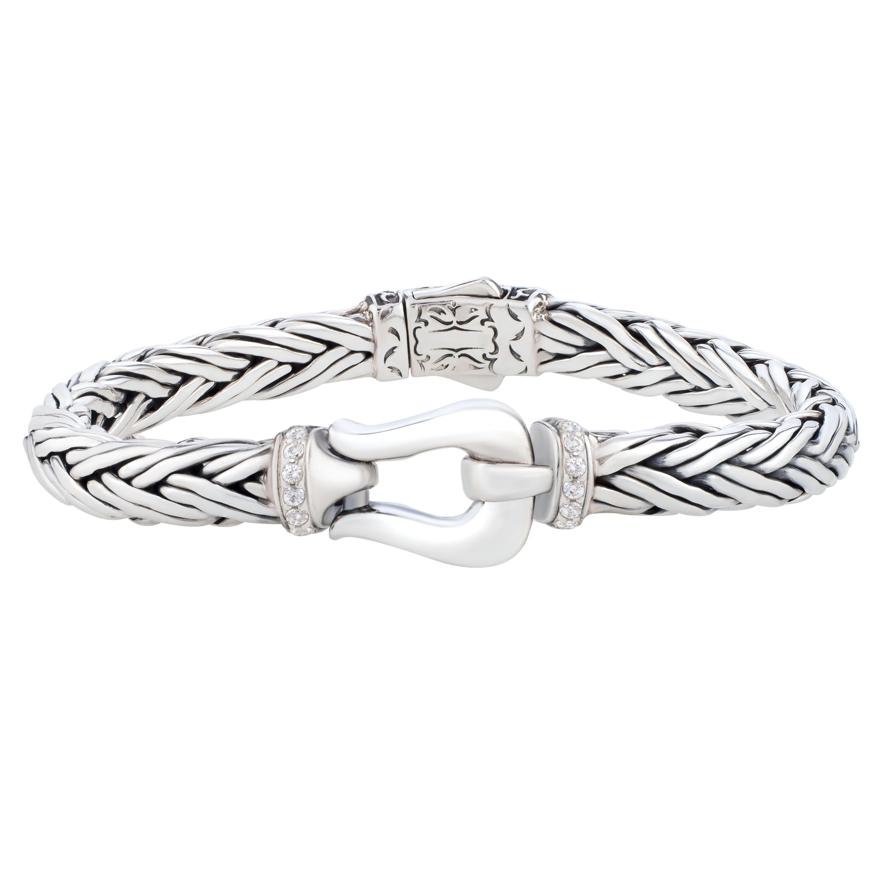 Image of White Sapphire Woven Palmier Hook Bracelet