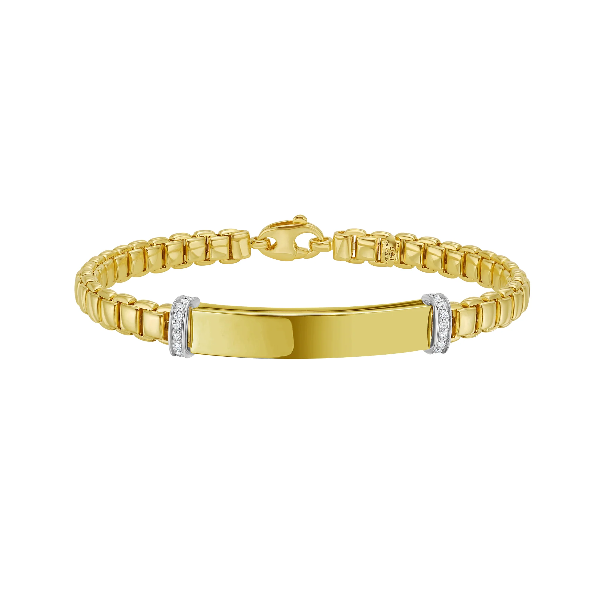 Image of 14K Diamond Venetian ID Link Bracelet
