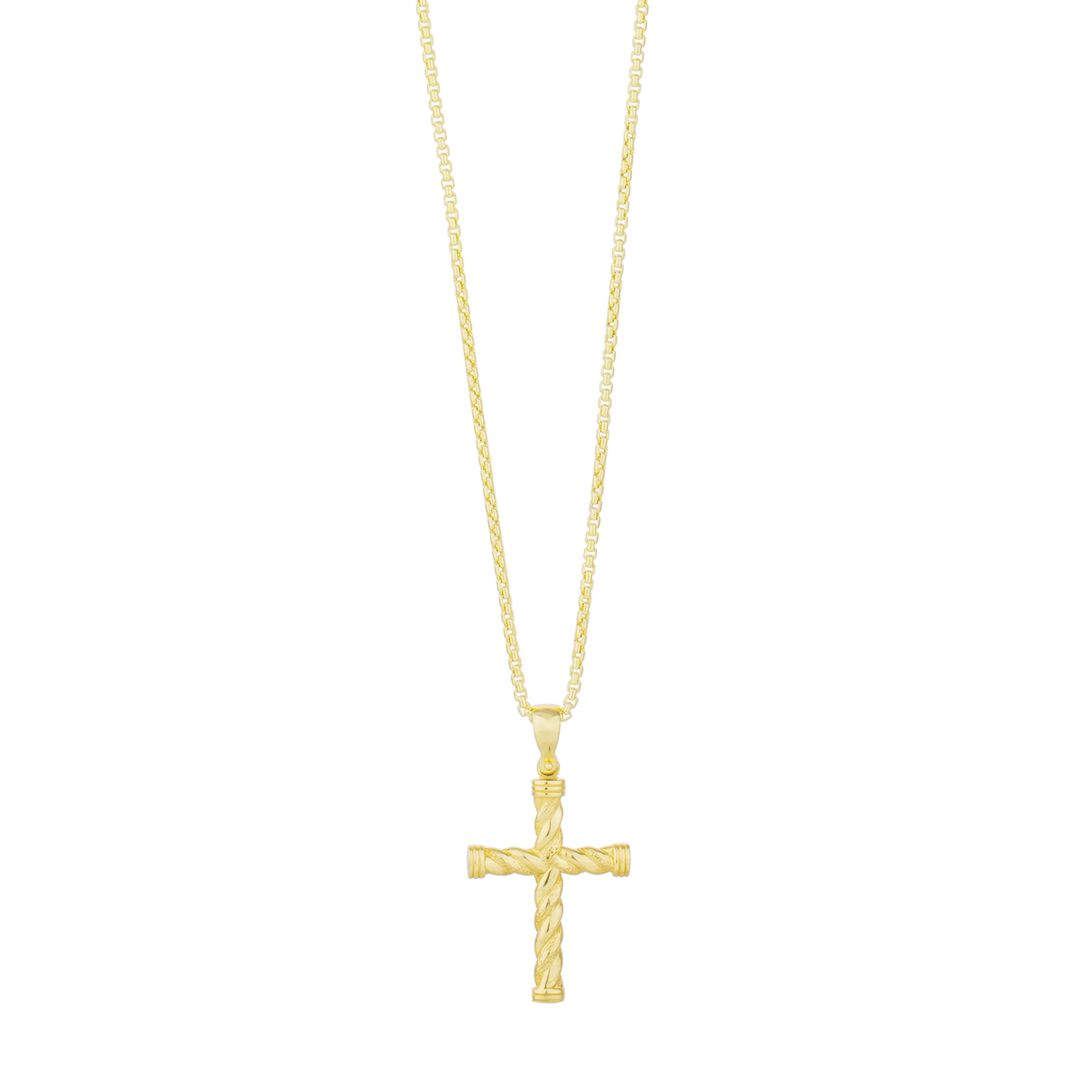 Image of 14K Gold Twisted Cross Pendant