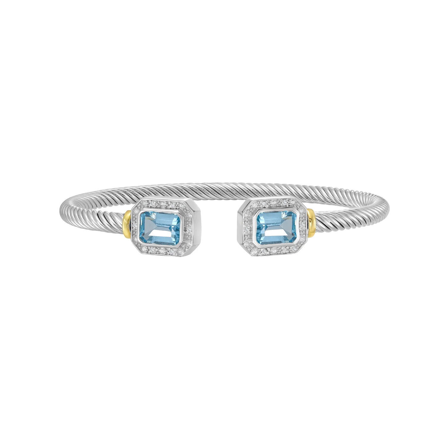 Image of Diamond & Blue Topaz Italian Cable Bangle