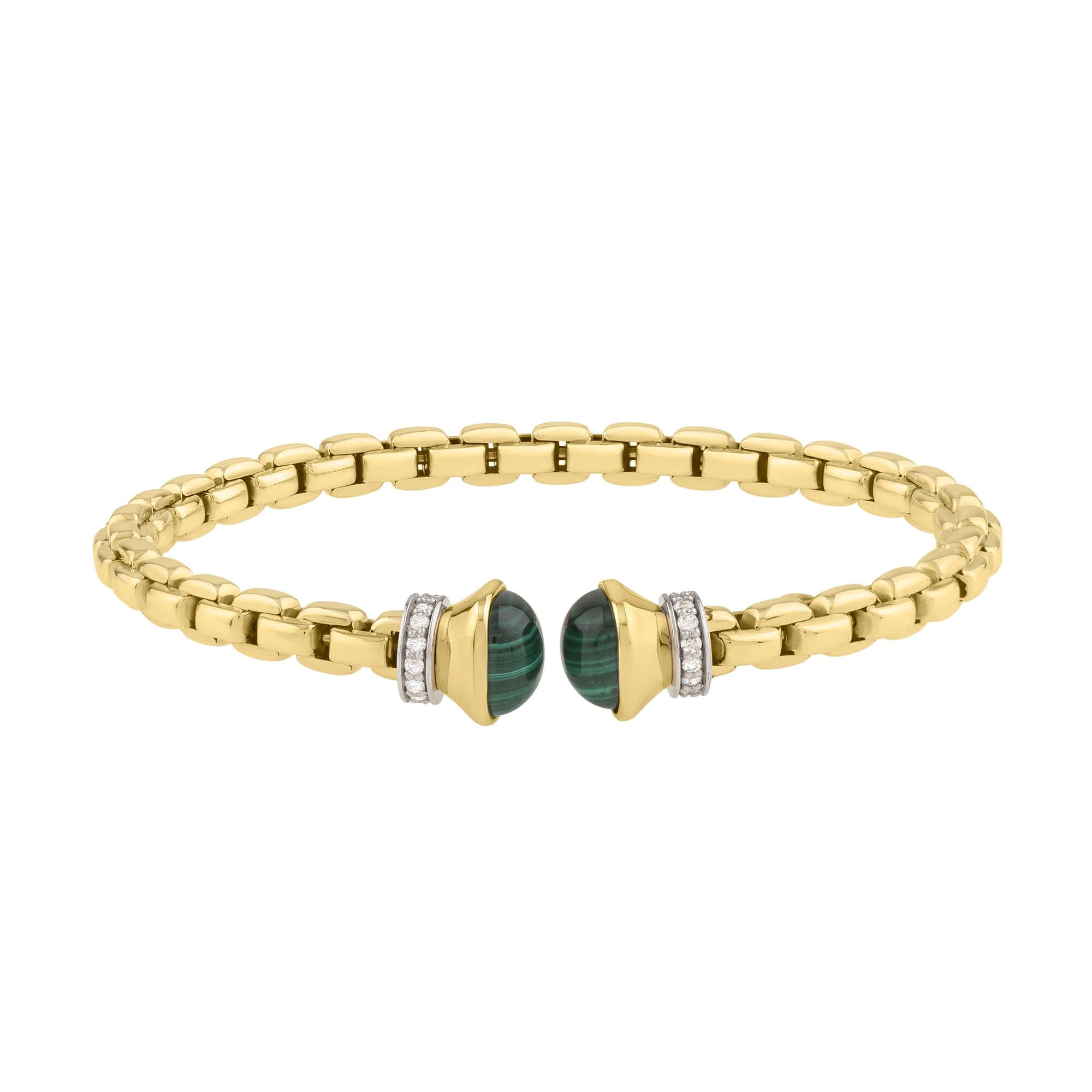 Image of 14K Diamond & Malachite Venetian Link Bangle