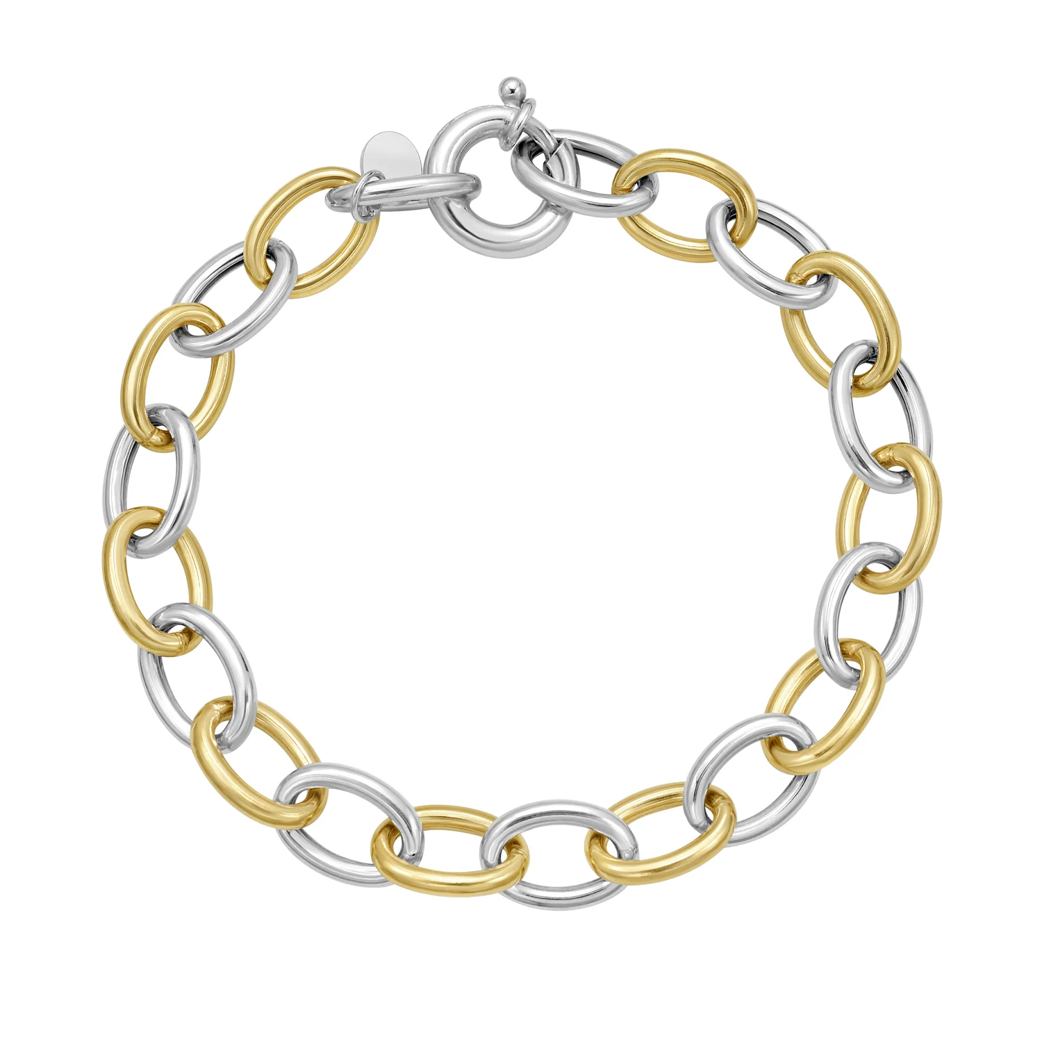 Image of Silver & 18K Lucida Classic Oval Link Bracelet