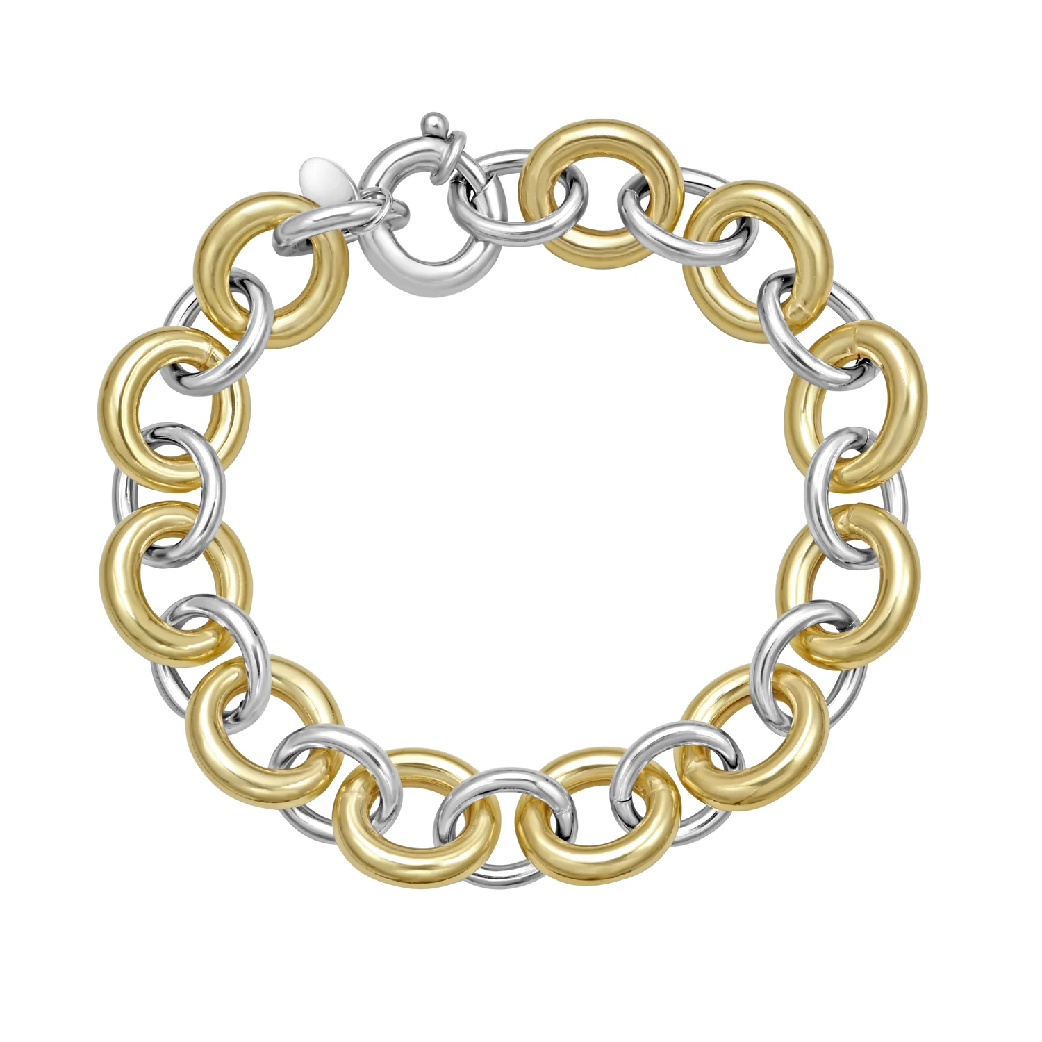 Image of Silver & 18K Lucida Fancy Big Oval Link Bracelet