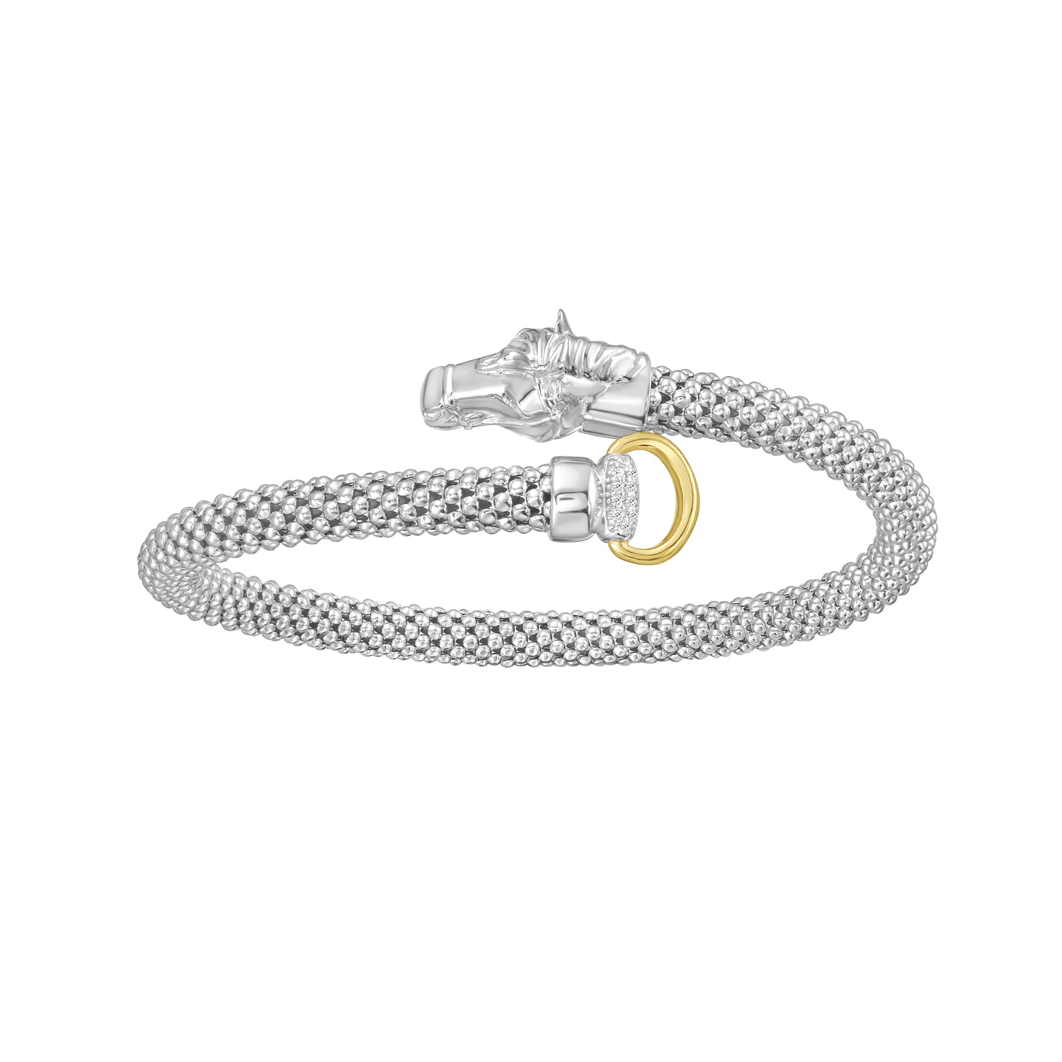 Image of Silver, 18K & Diamond Prosecco Equestrian Bangle