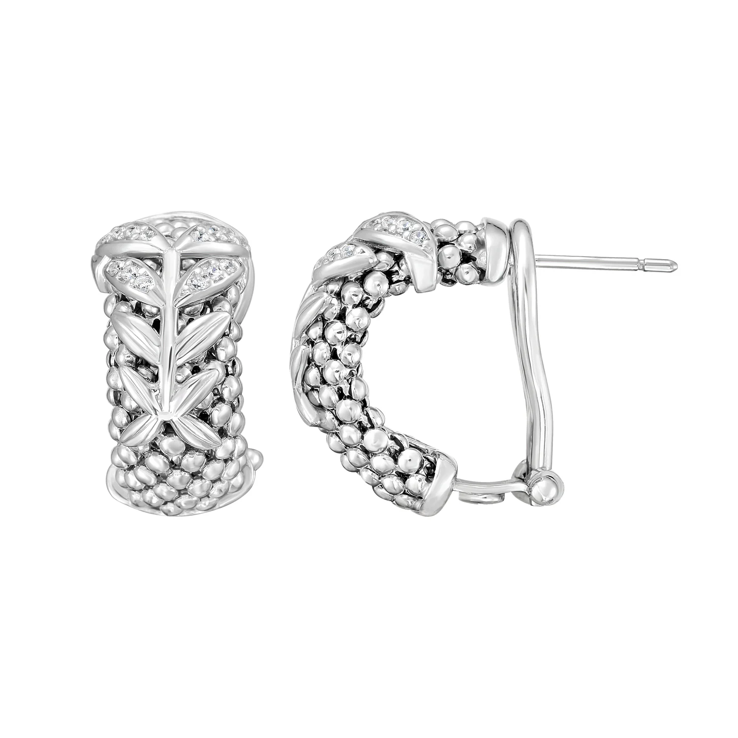 Image of Silver & Diamond Prosecco Deco Wreath Earrings