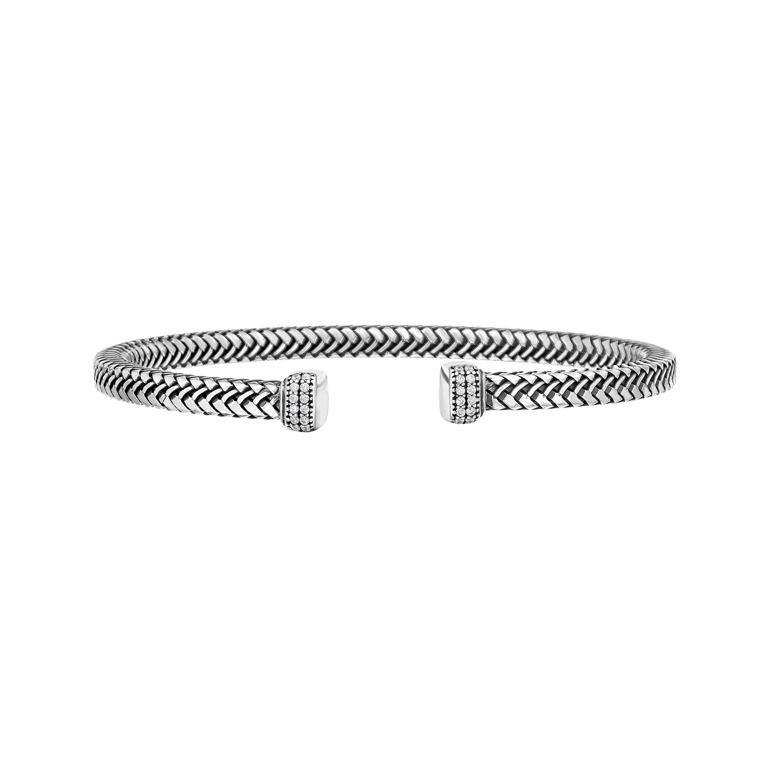 Image of Silver Men's Diamond Woven Bracelet