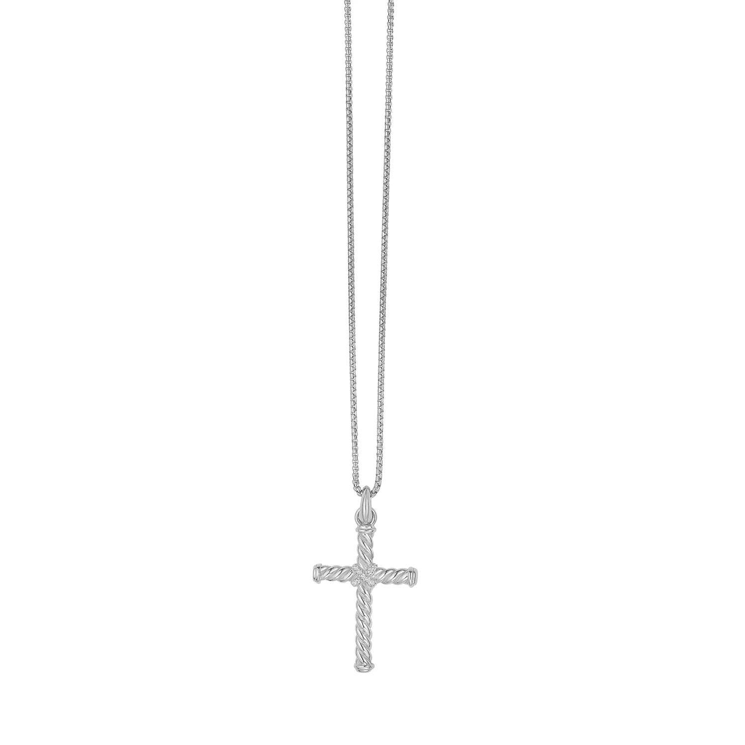 Image of Silver Men's Diamond Twisted Cross Necklace