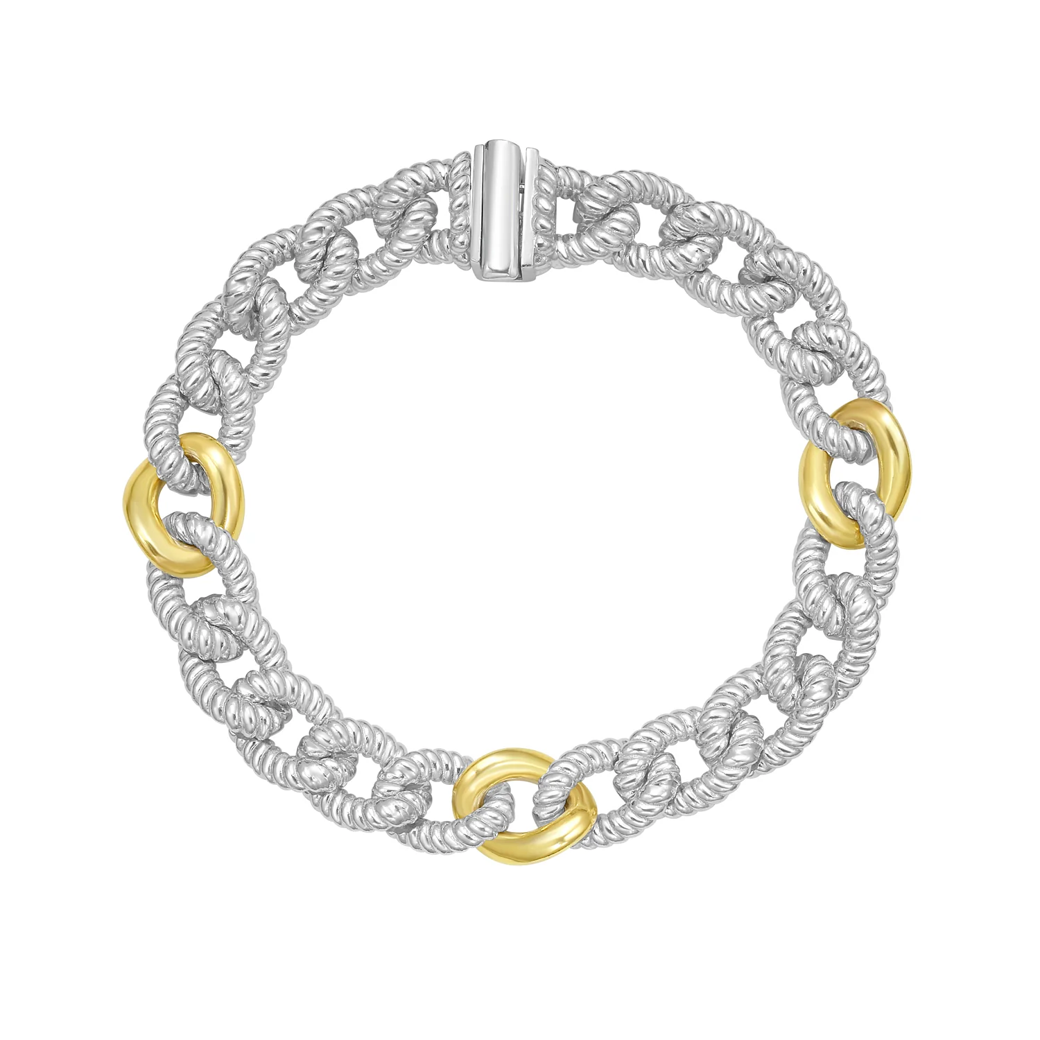 Image of Silver & 18K Men's Milano Cuban Link Bracelet