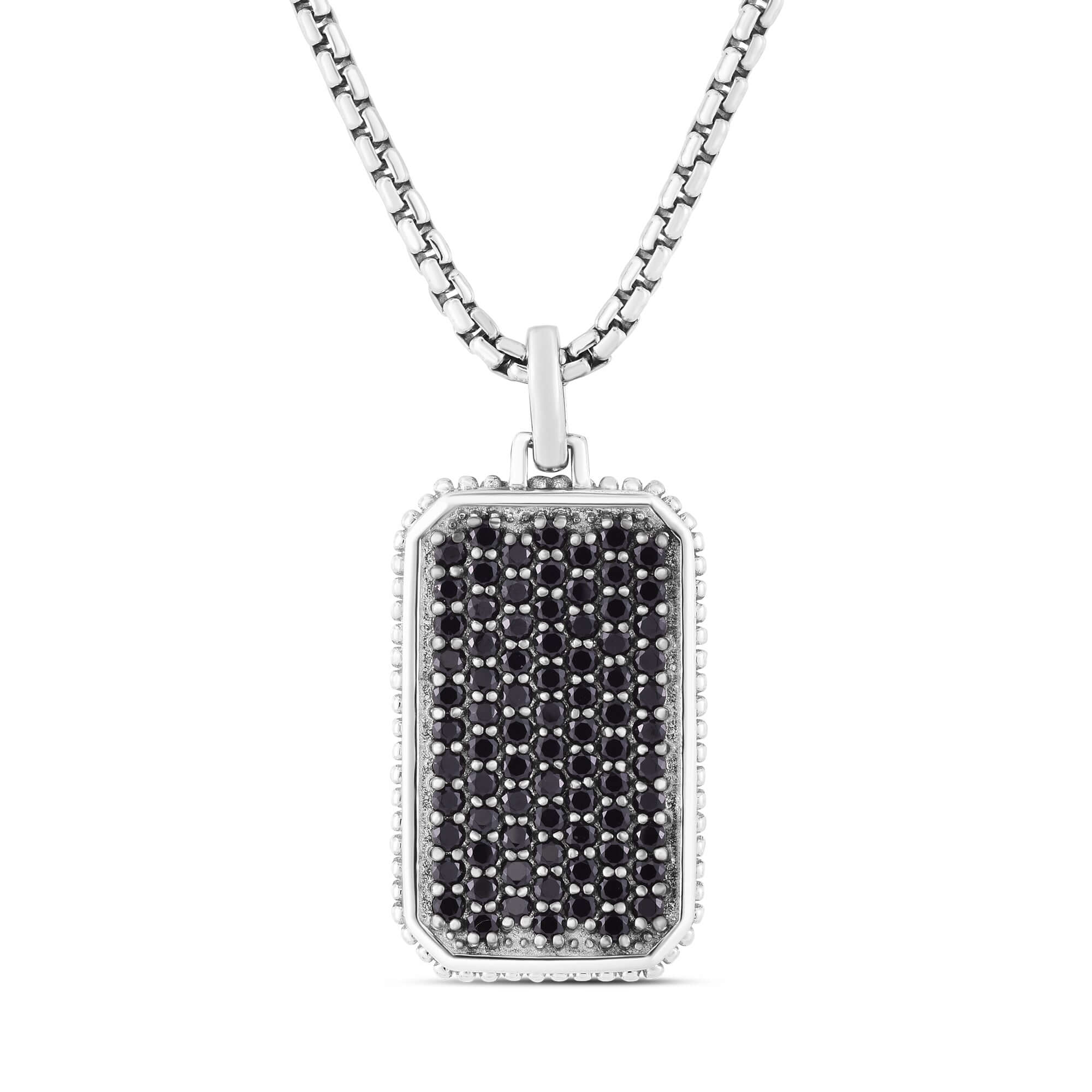 Image of Men's Silver & Black Spinel Tag Necklace