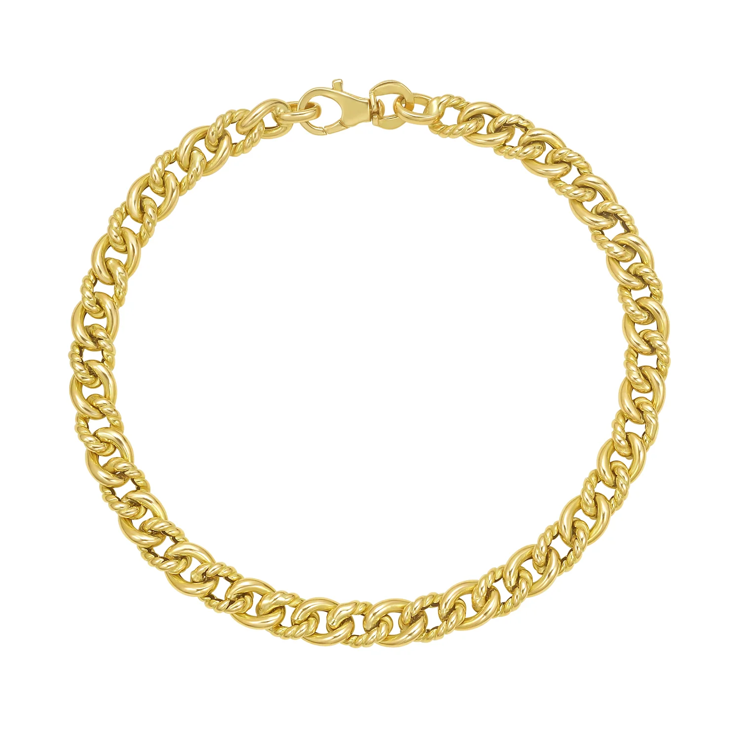 Image of 14K Italian Cable & Shiny Curb Link Bracelet