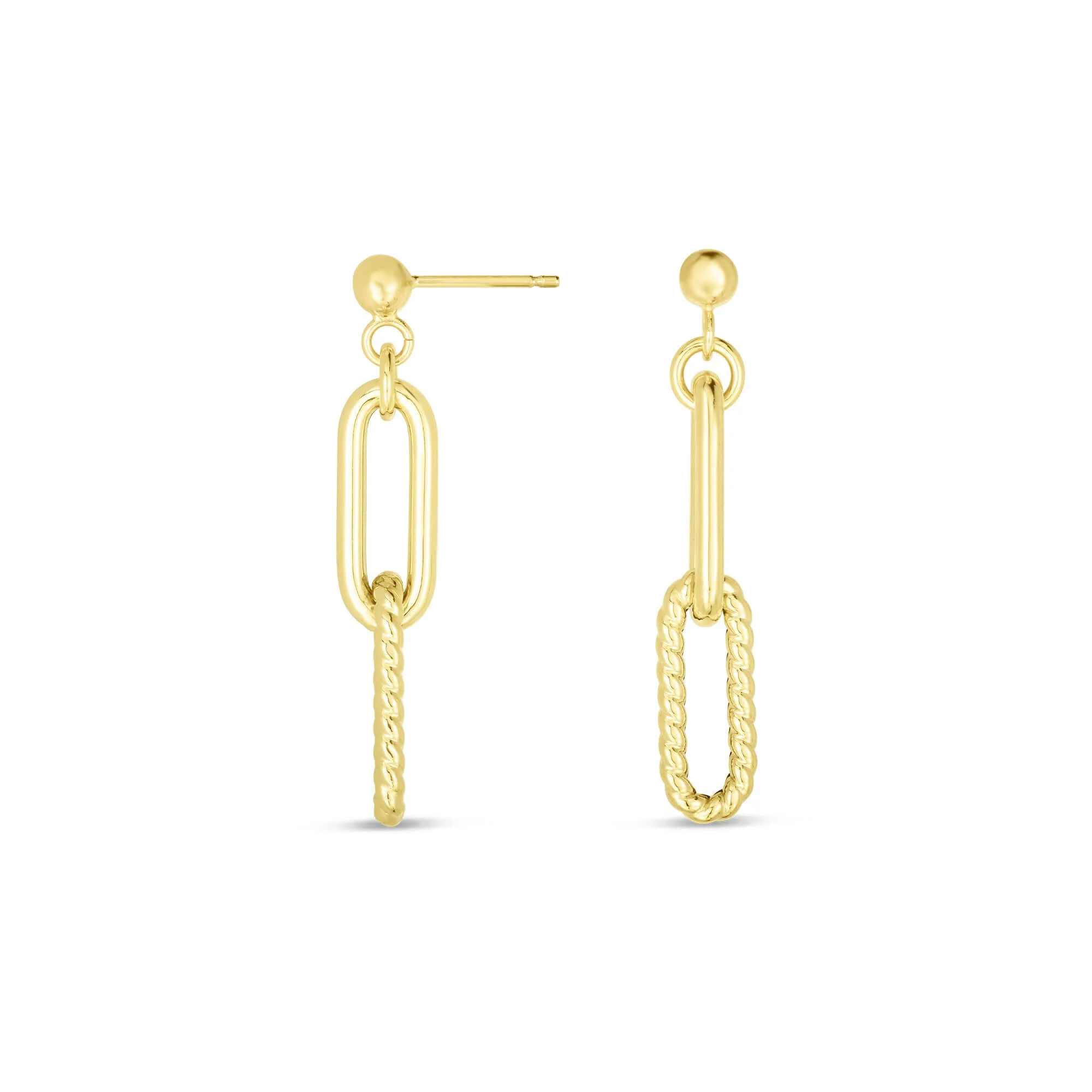 Image of 14K Gold Round Link Cable Paperclip Earrings