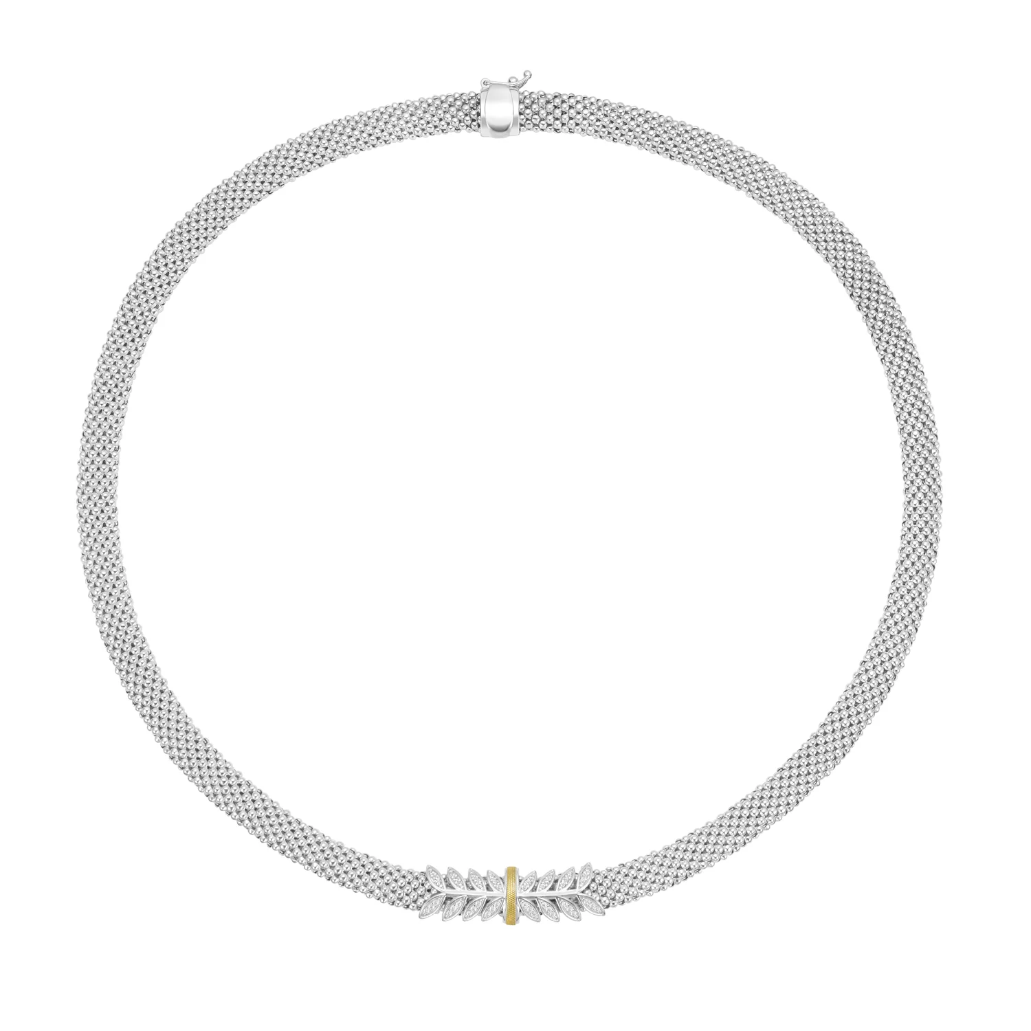 Image of Silver, 18K & Diamond Prosecco Deco Wreath Necklace