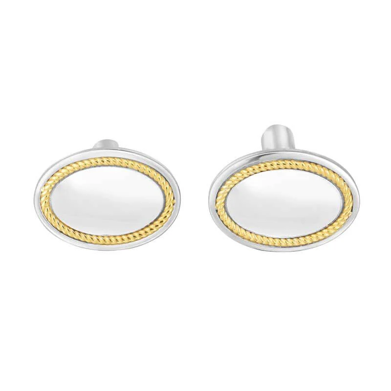 Image of Silver & 18K Gold Oval Cufflinks