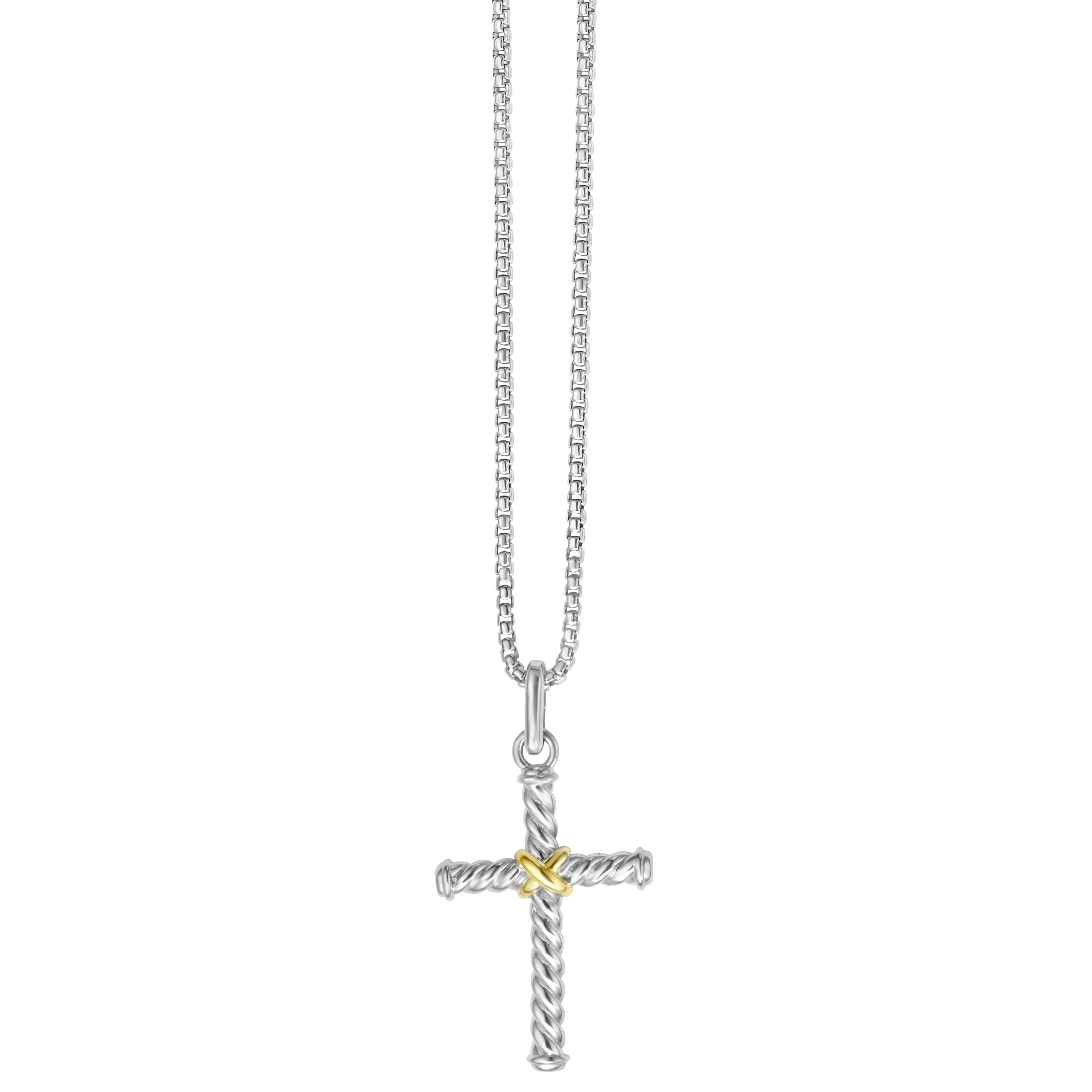 Image of Silver & 18K Gold Cross Necklace