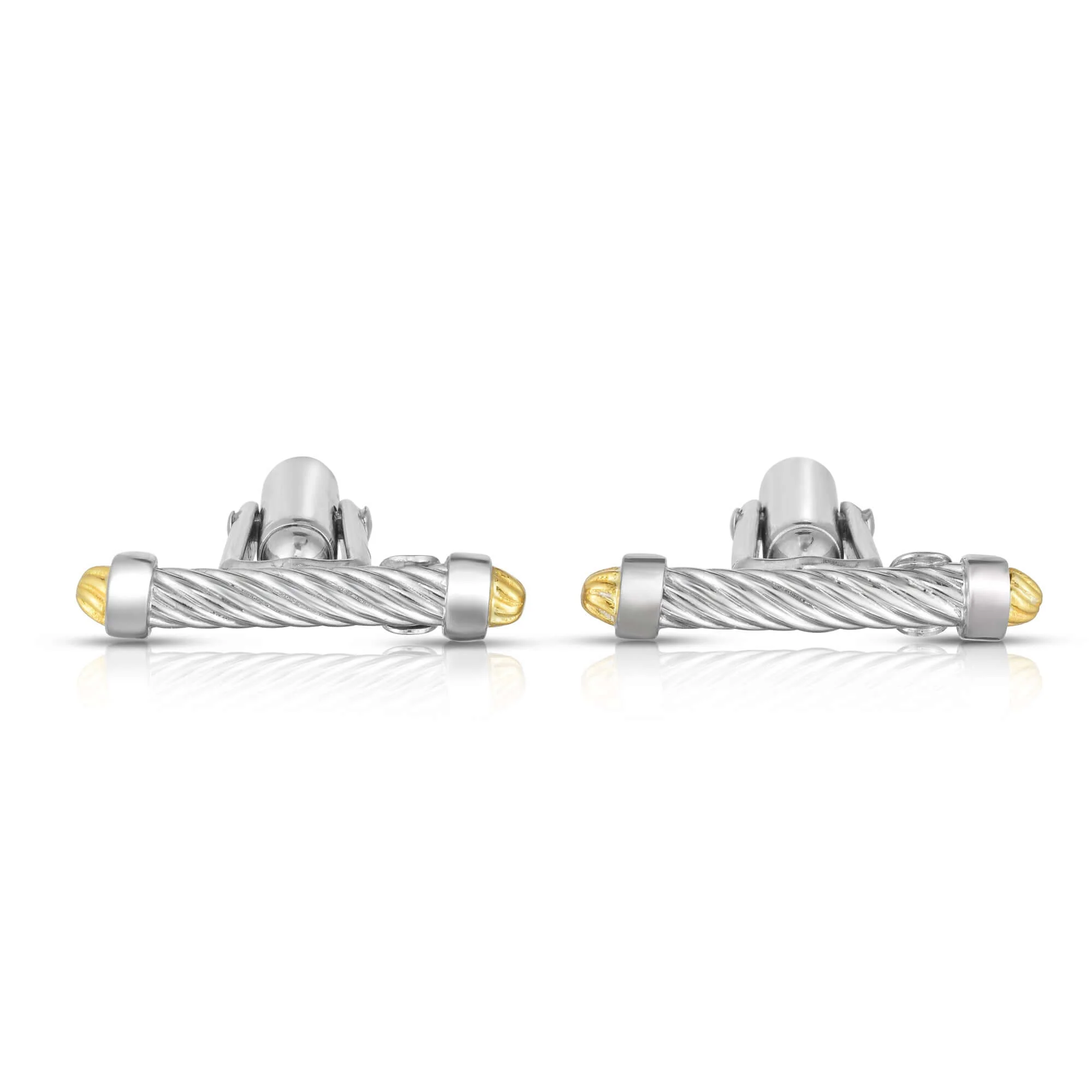 Image of Silver & 18K Gold Cable Bar Cufflinks