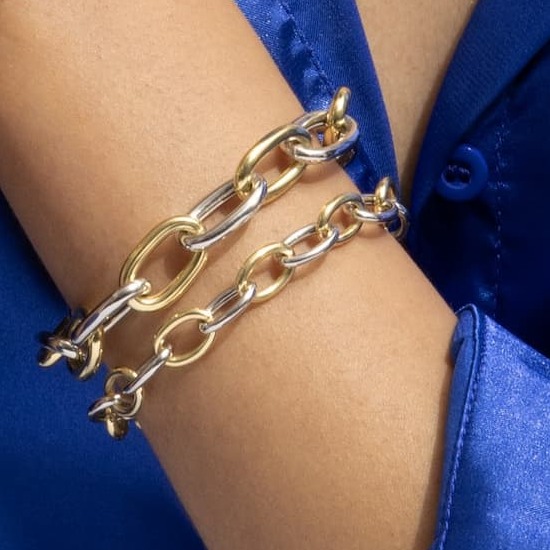 Silver & 18K Lucida Five & One Paperclip Link Bracelet