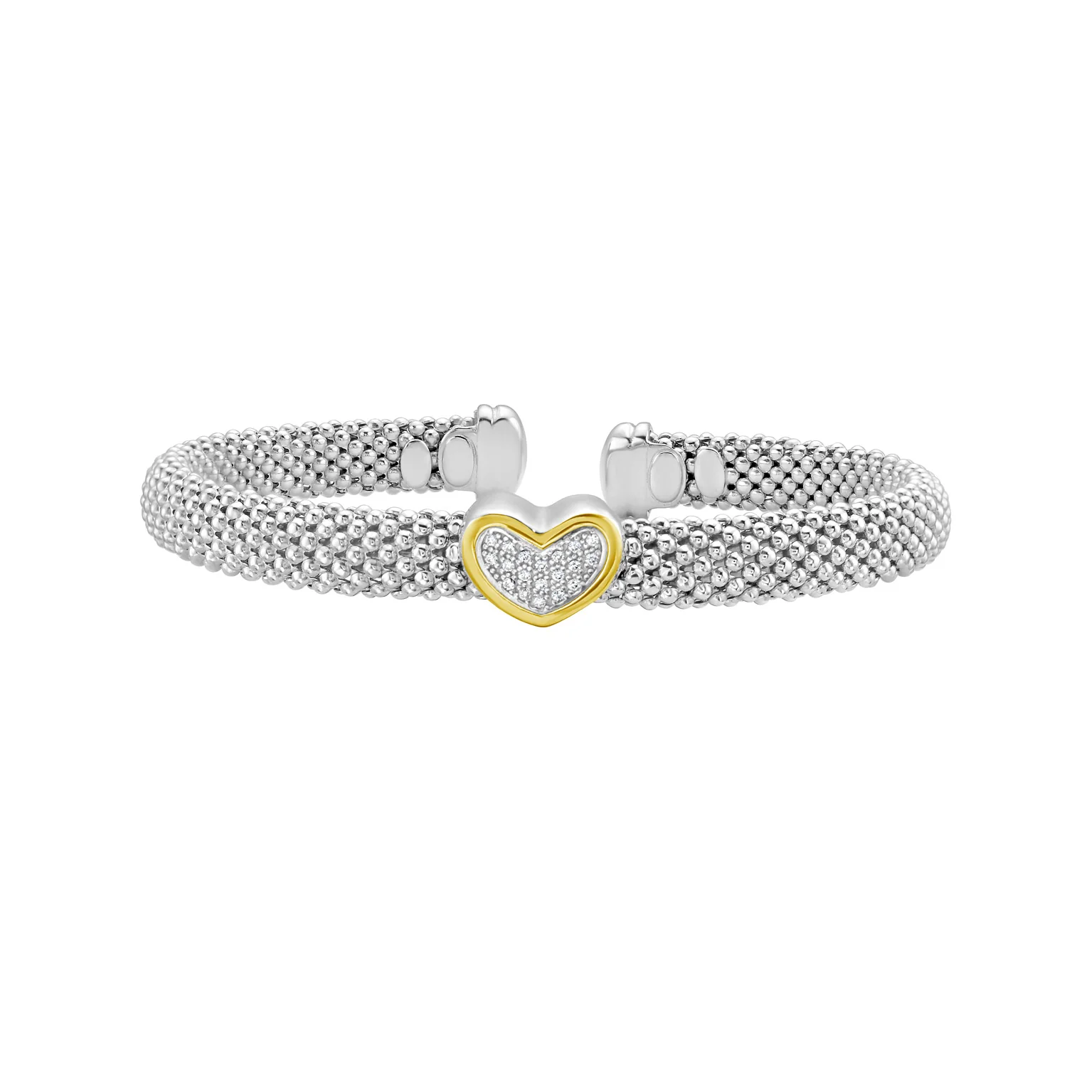 Image of Silver, 18K & Diamond Prosecco Heart Cuff