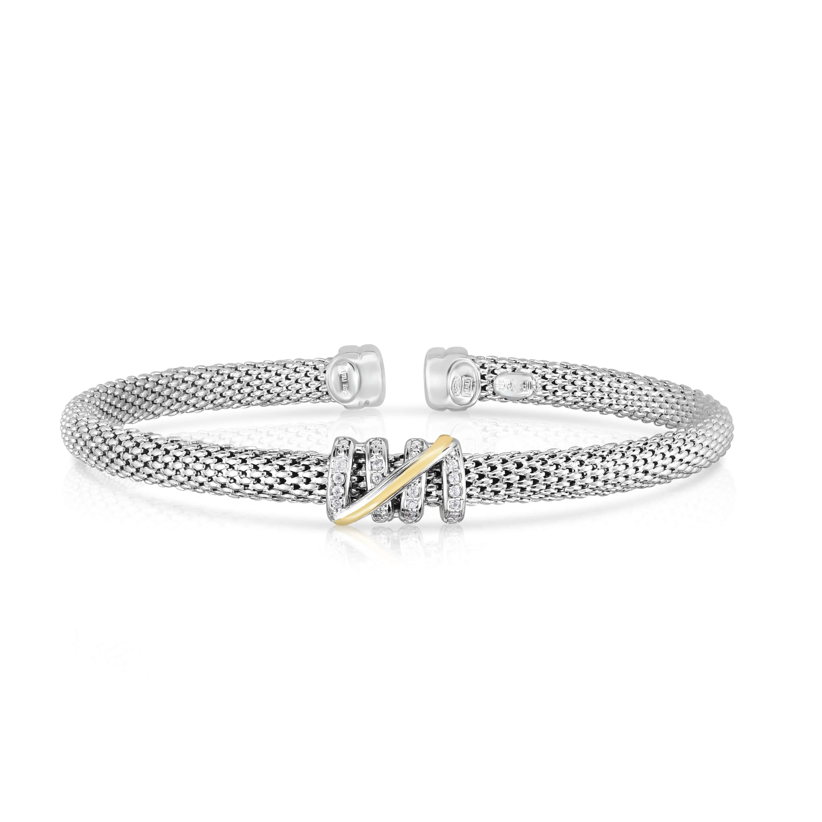 Image of Silver & 18K Gold Small Diamond Tally Prosecco Bracelet