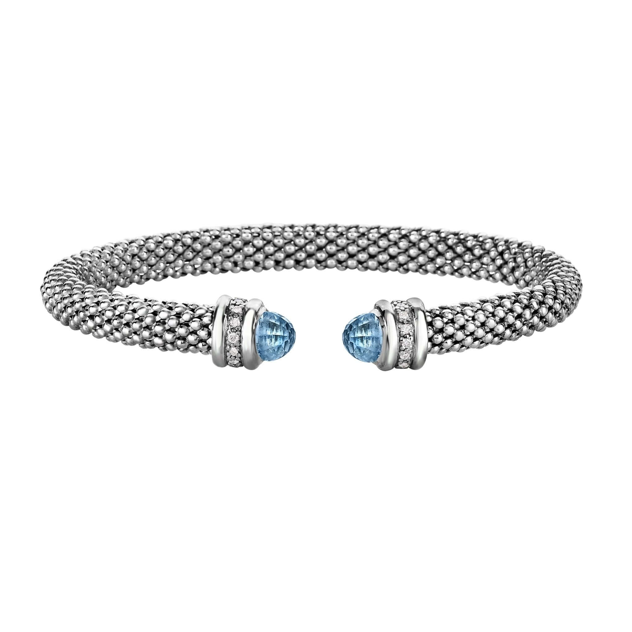 Image of Silver, Blue Topaz & Diamond Prosecco Classic Cuff