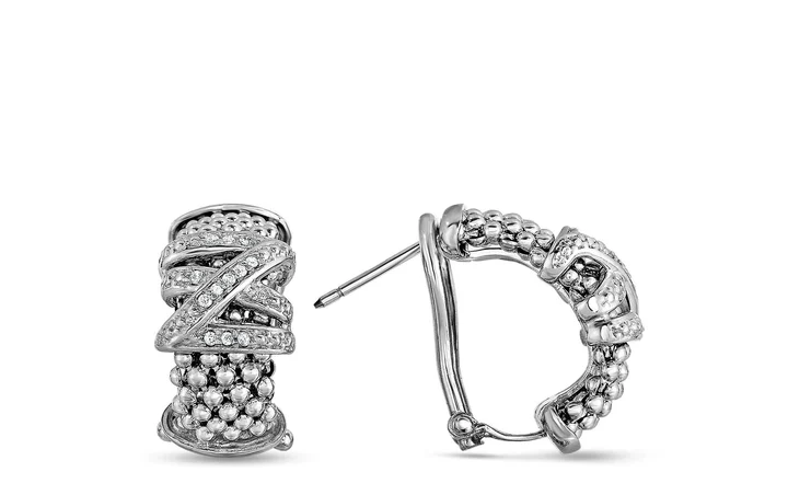 Silver & Diamond Prosecco Tally Hug Earrings