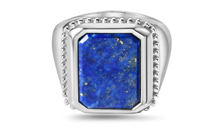 Silver & Lapis Eye Octagon Signet Ring