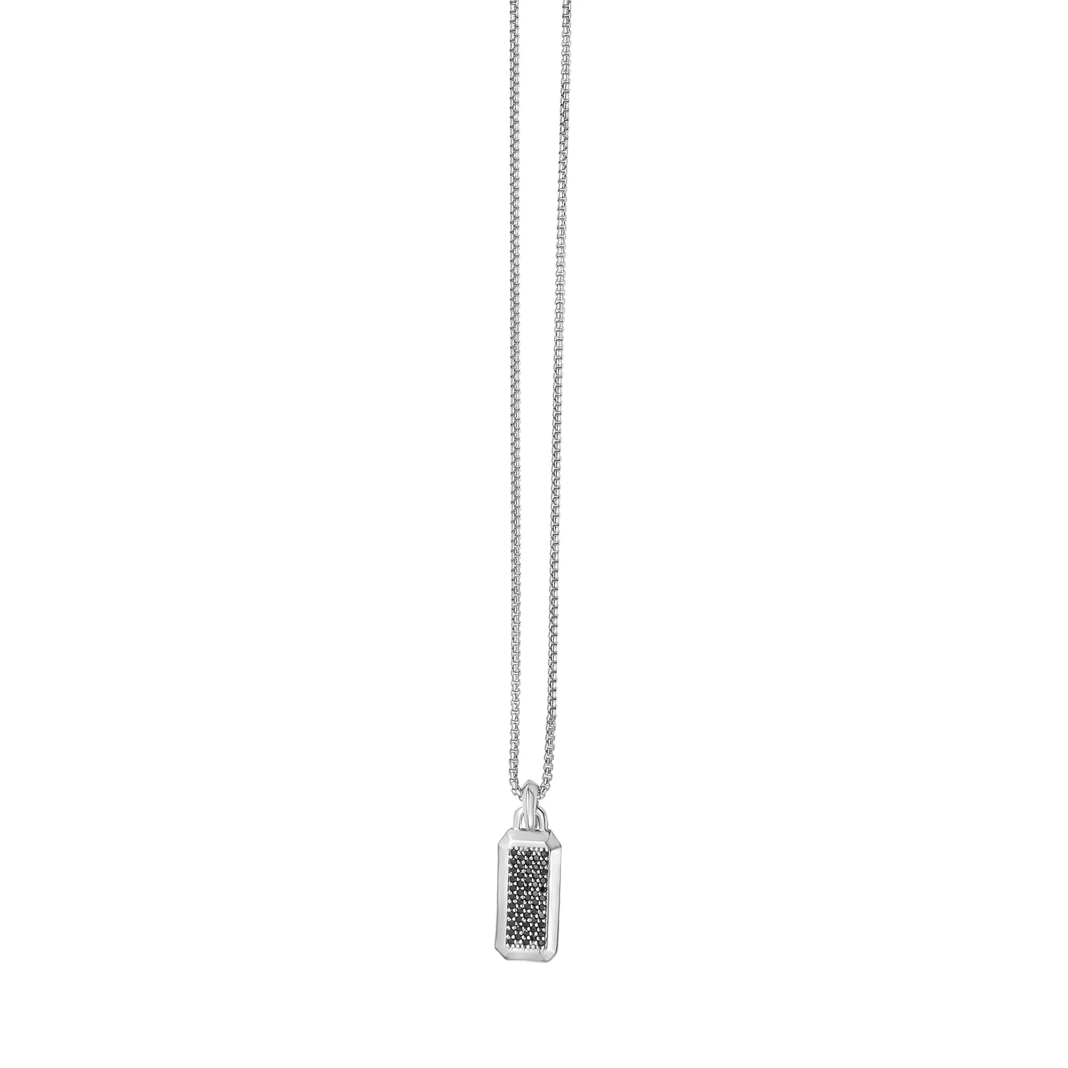 Image of Silver Men's Mini Black Spinel Tag Necklace