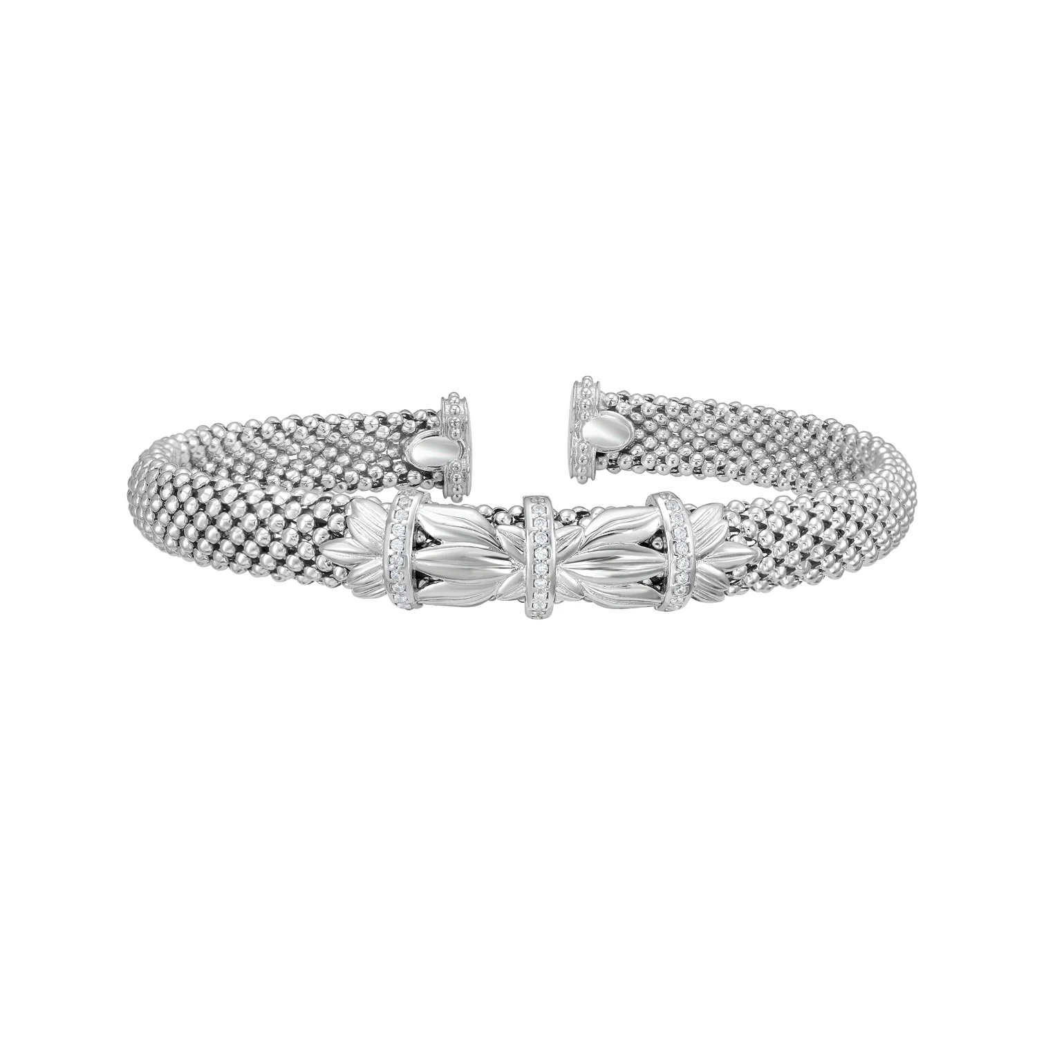 Image of Silver & Diamond Prosecco Deco Feather Bangle
