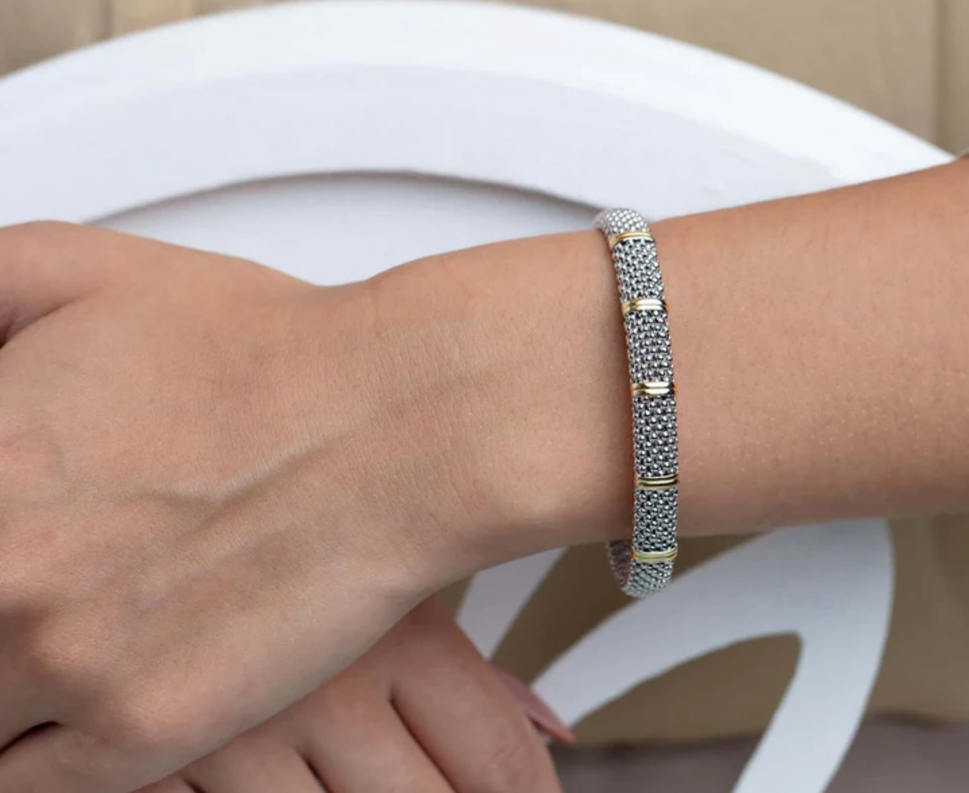 Silver & 18K Gold Prosecco Bar Bangle