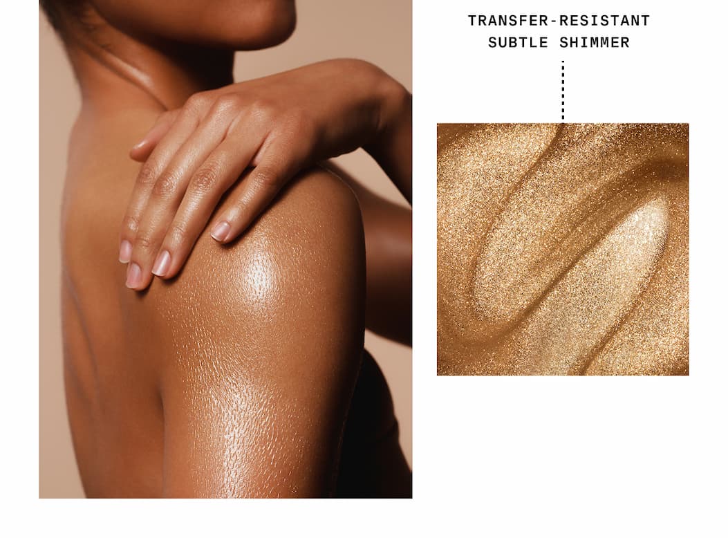 Transfer-resistant, subtle shimmer