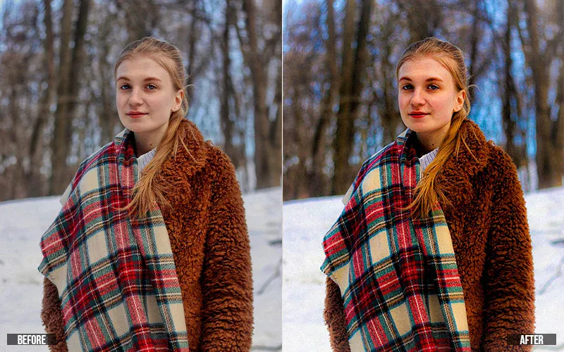 preview of woman after retouching