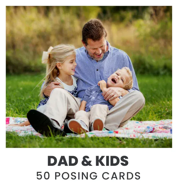 dad & kids posing cards