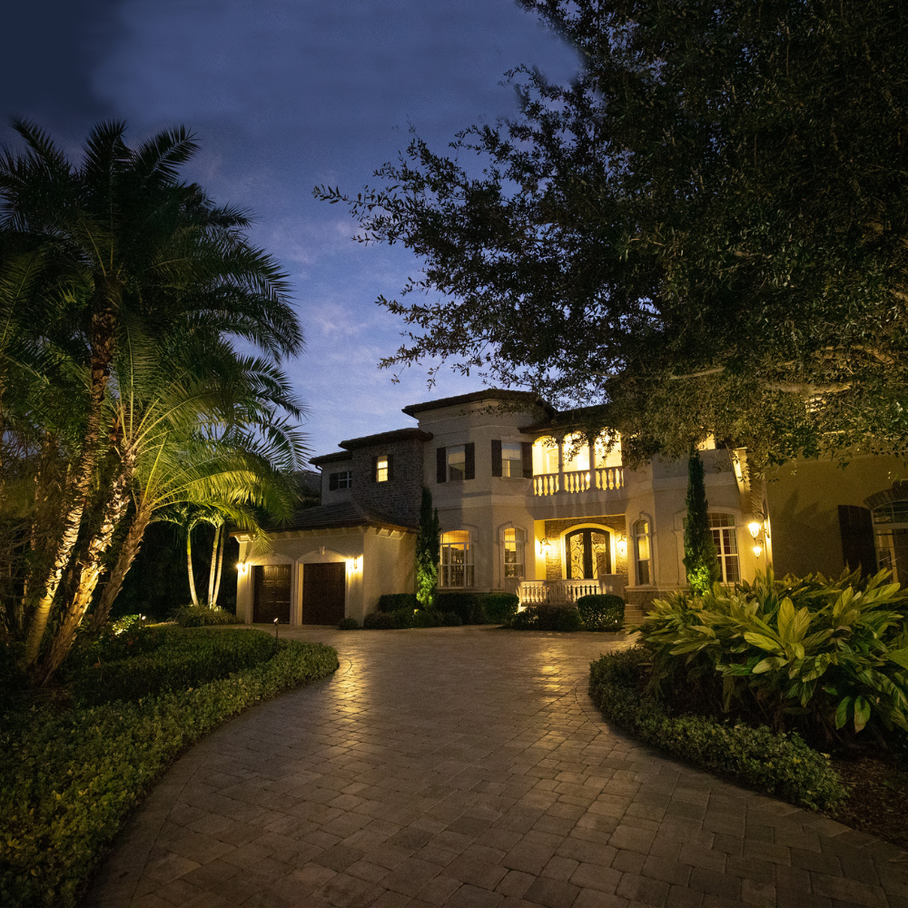 Home lit up at night