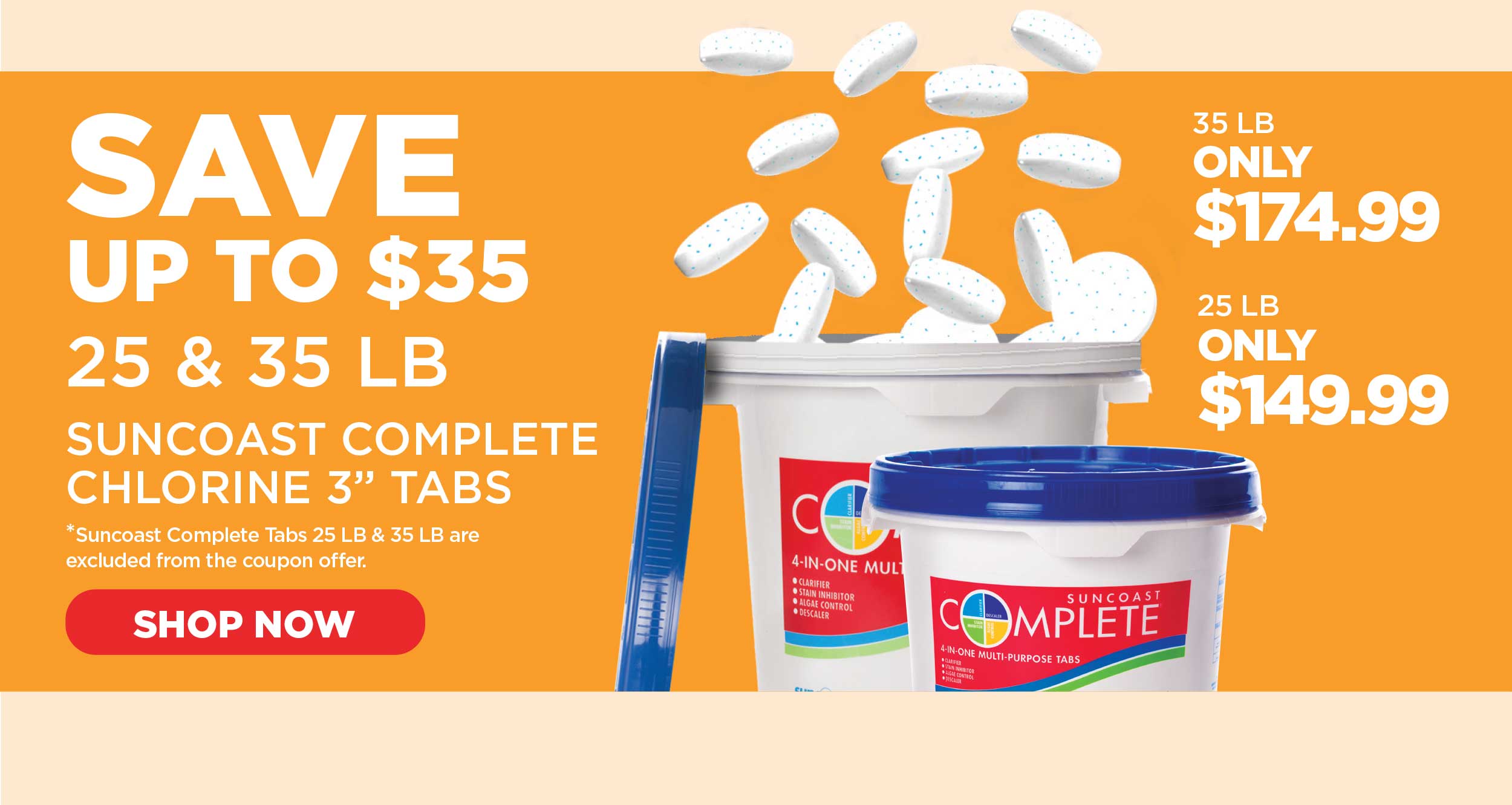 Suncoast Chlorine Tabs Save up to $35