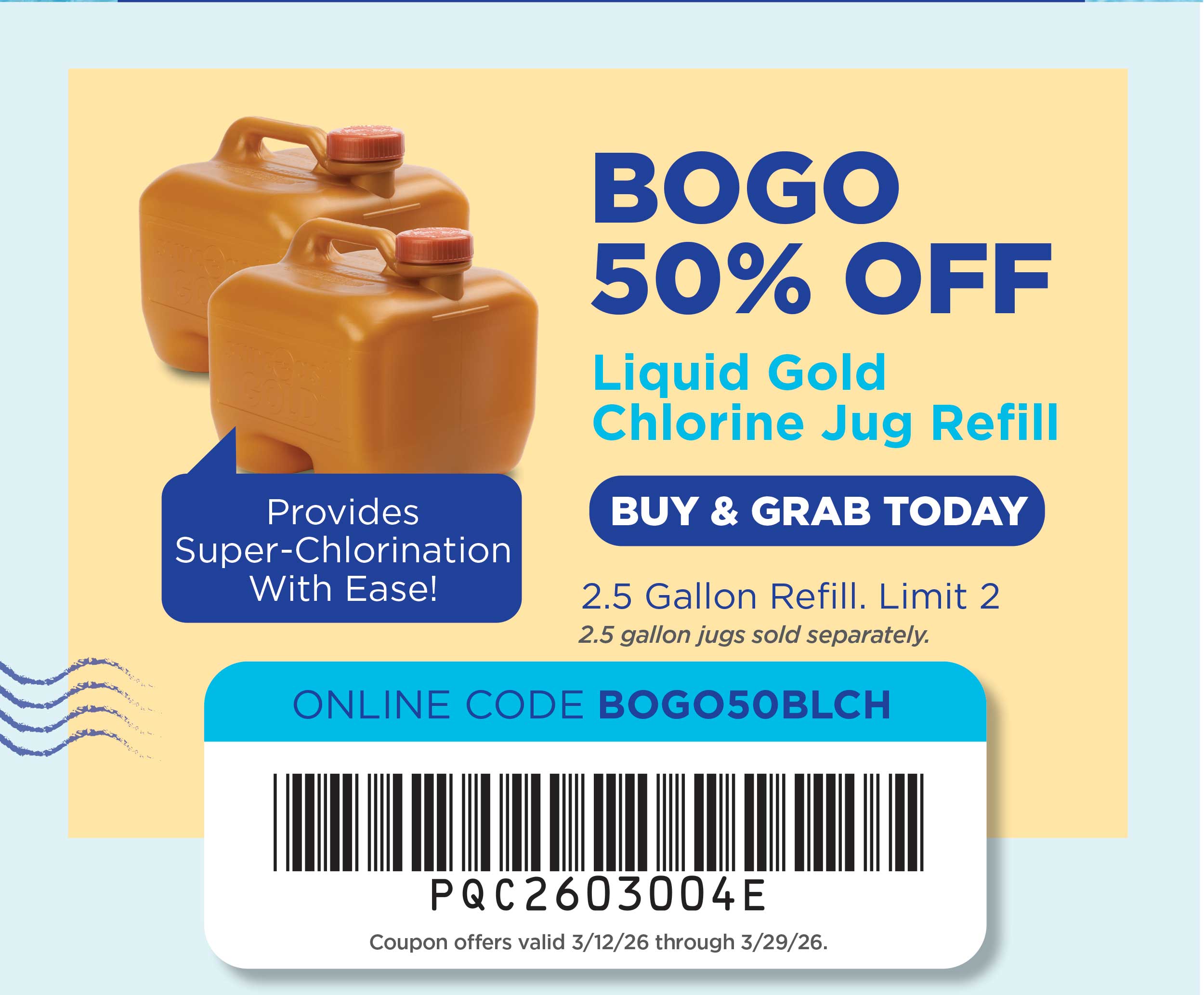Save on Liquid Gold Chlorine Jug Refill!