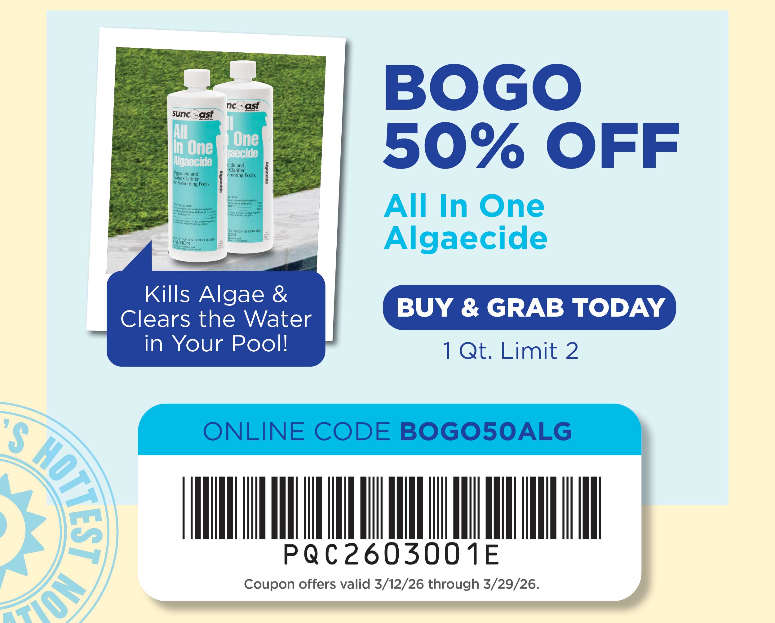 BOGO 50% Off Algaecide!