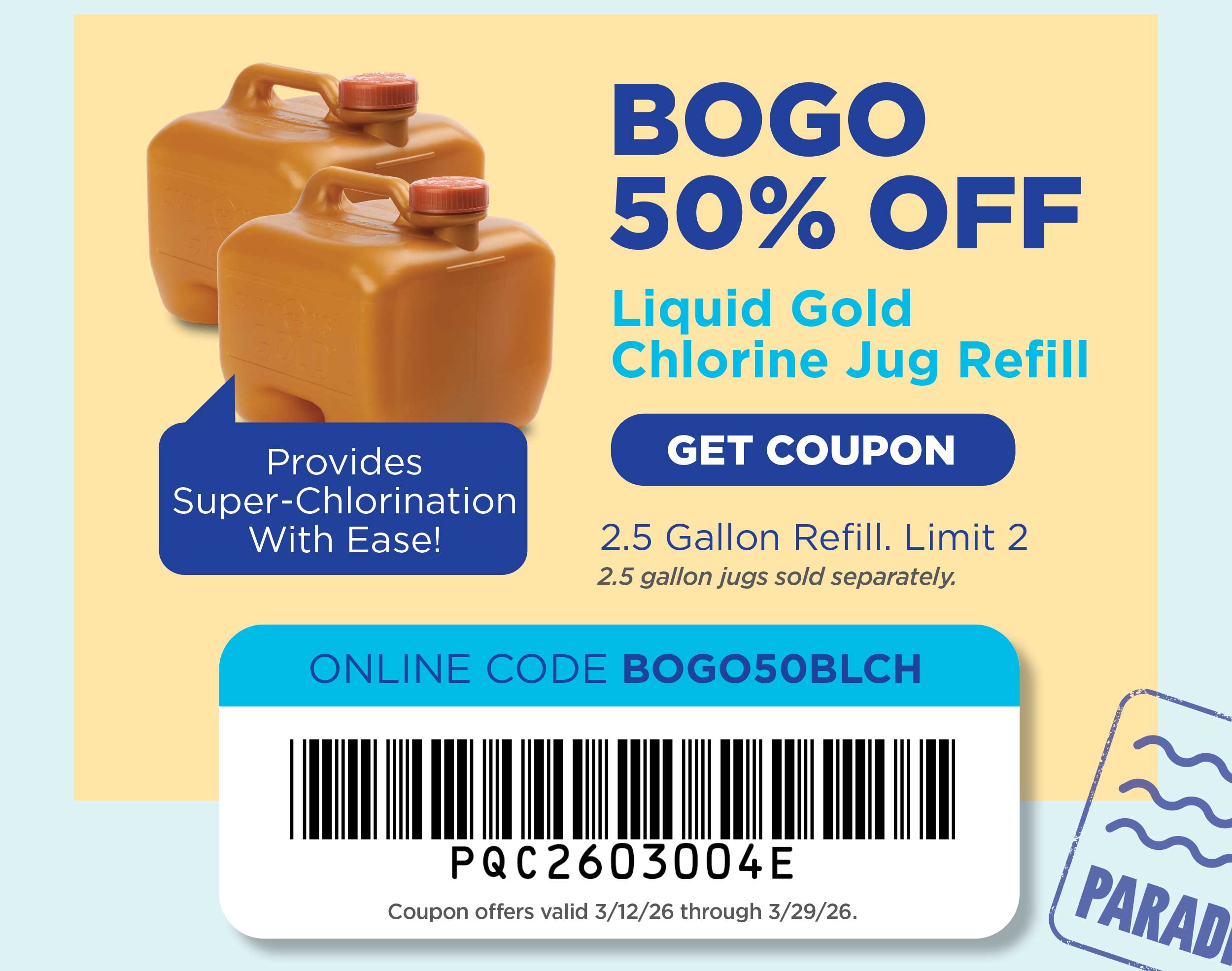 Save on Liquid Gold Chlorine Jug Refill!