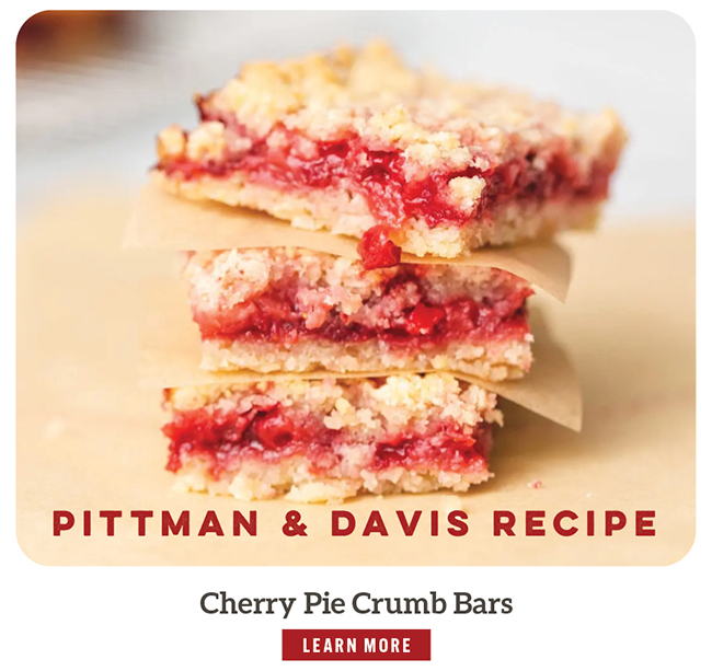 Pittman & Davis Cherry Pie Crumb Bars