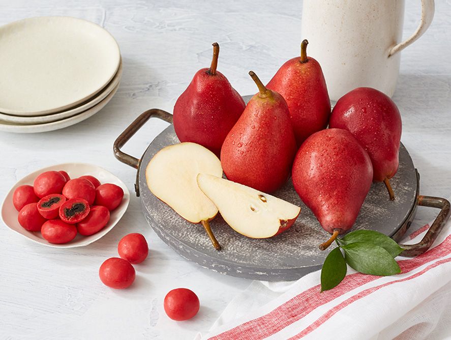 Red Pears and Bing Chocolate Cherries