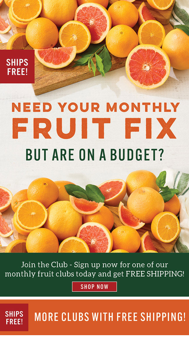 Free Shipping on Fruit Clubs
