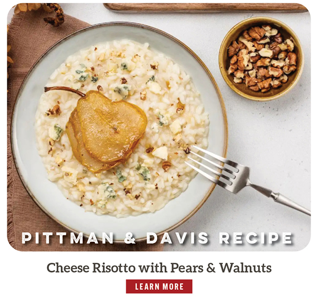Pittman & Davis Cheese Risotto with Pears & Walnuts