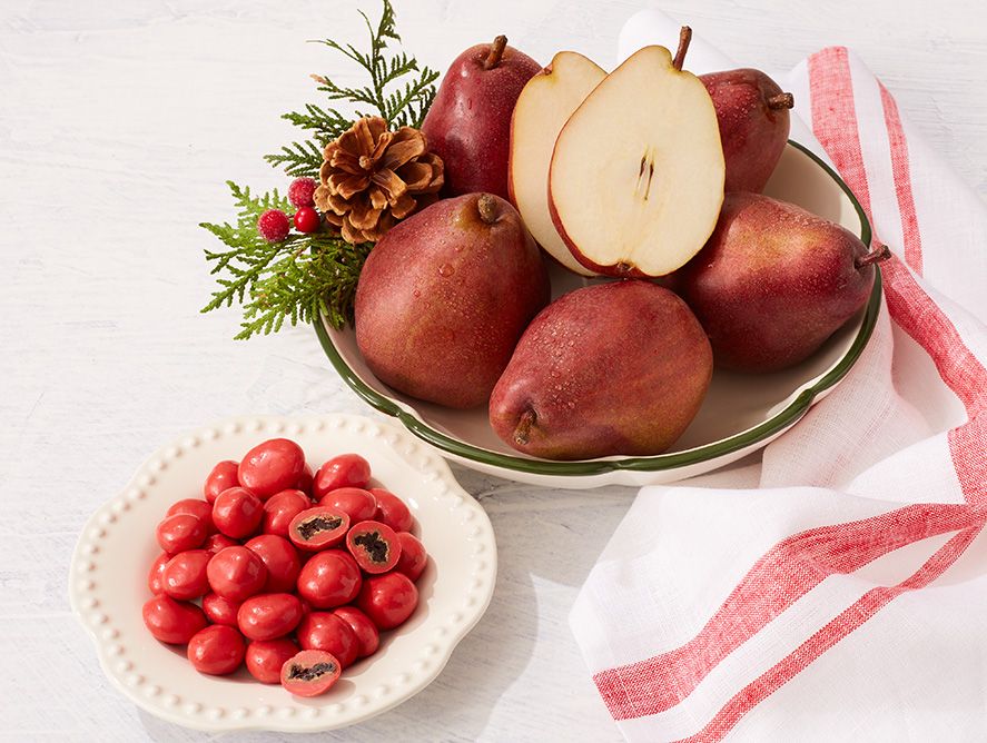 Red Pears and Bing Chocolate Cherries