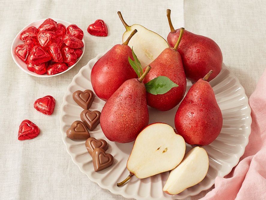 Red Pears and Milk Chocolate Hearts